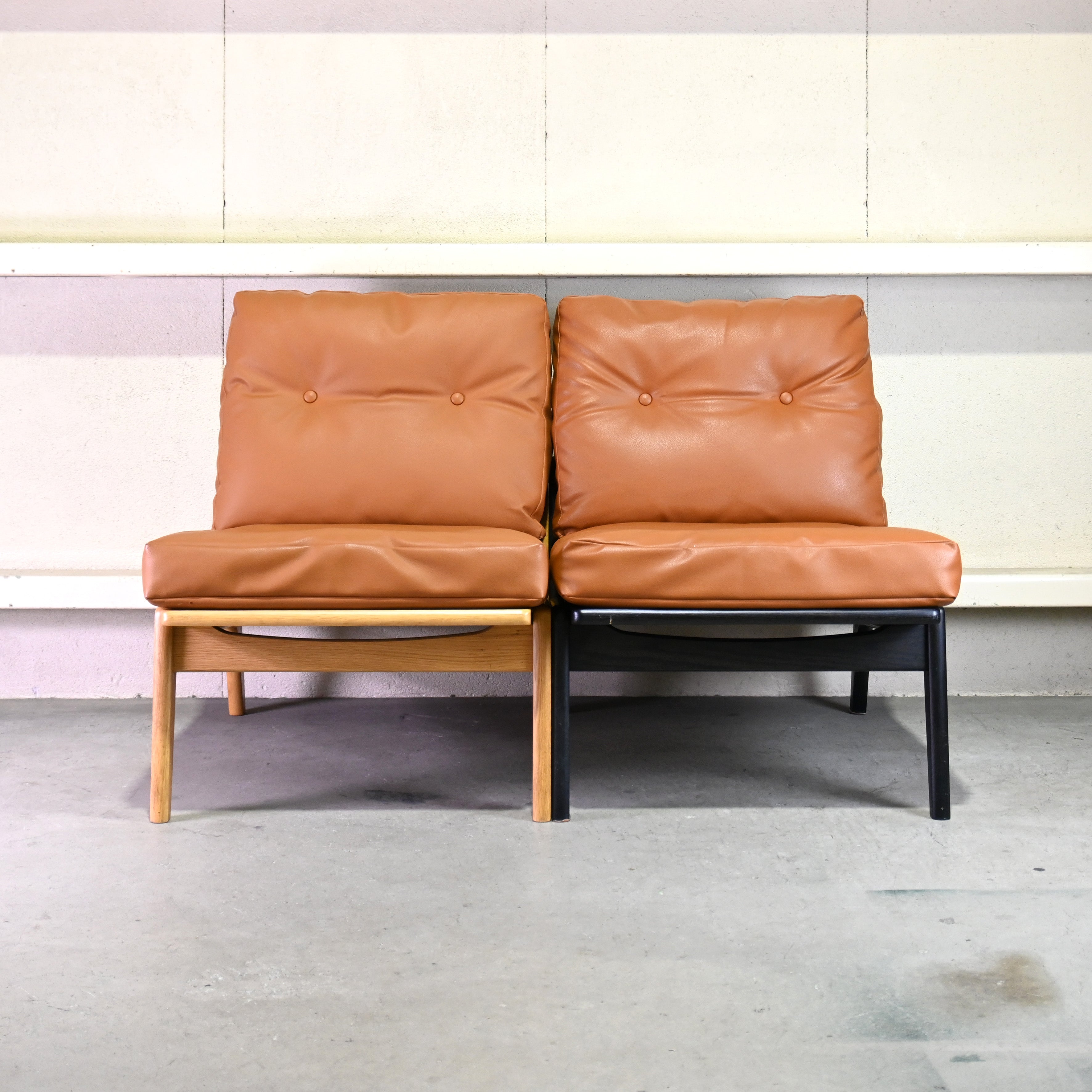 MARUNI60 Frame chair 1seater Walnut Vinyl leather Armless Japanese modern Long life design / マルニ60 フレームチェア 1シーター ウォールナット材 ビニールレザー アームレス ジャパニーズモダン ロングライフデザイン