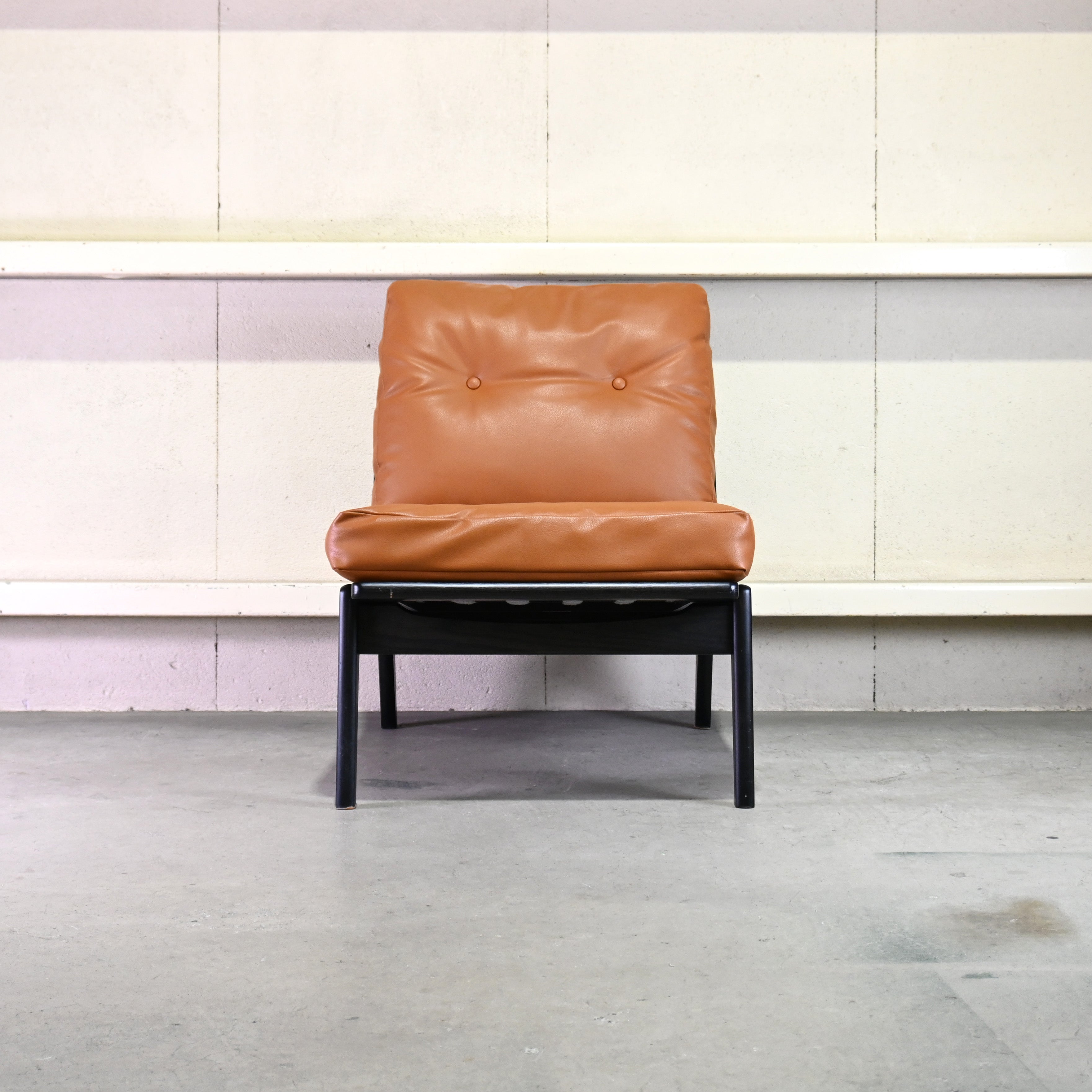 MARUNI60 Frame chair 1seater Walnut Vinyl leather Armless Japanese modern Long life design / マルニ60 フレームチェア 1シーター ウォールナット材 ビニールレザー アームレス ジャパニーズモダン ロングライフデザイン