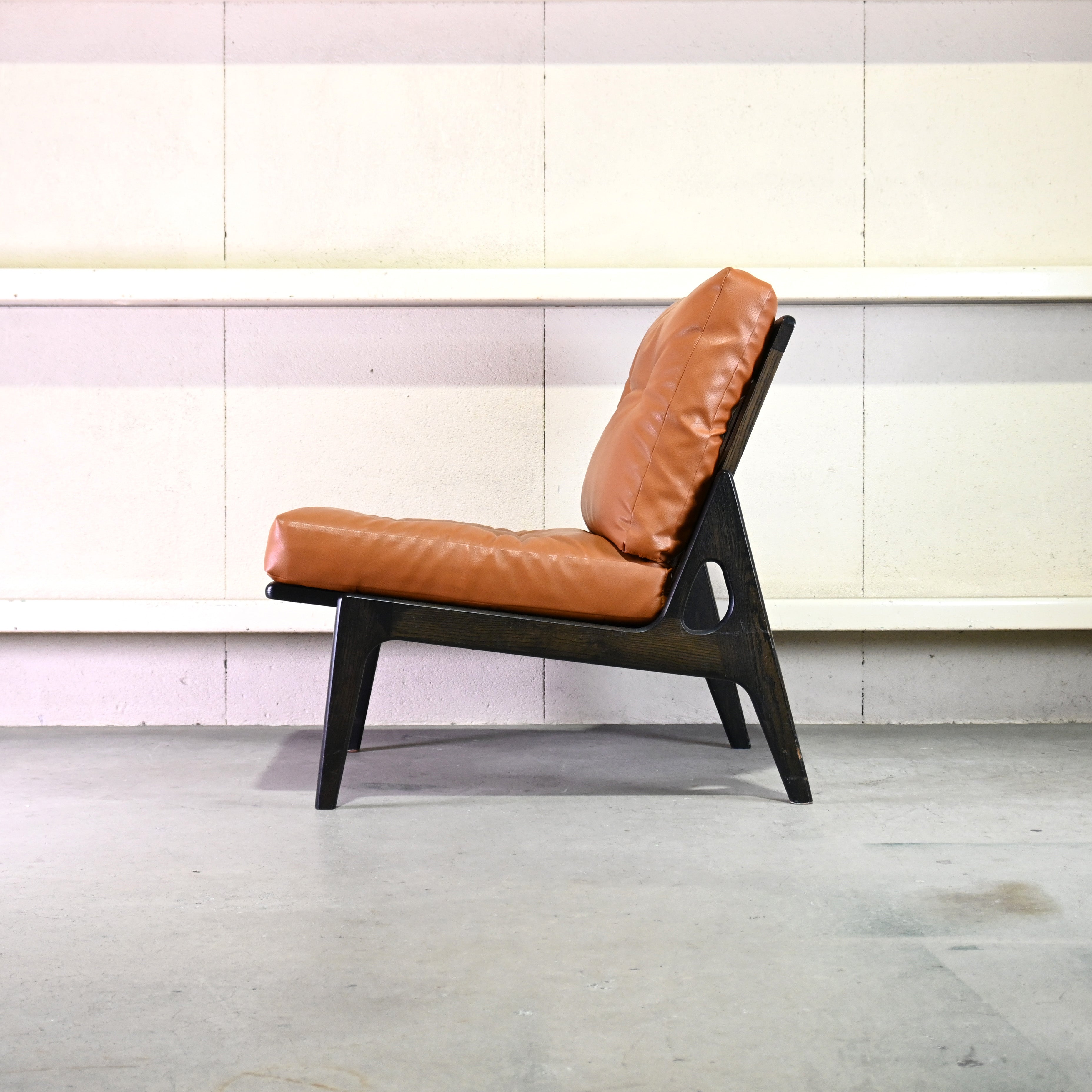 MARUNI60 Frame chair 1seater Walnut Vinyl leather Armless Japanese modern Long life design / マルニ60 フレームチェア 1シーター ウォールナット材 ビニールレザー アームレス ジャパニーズモダン ロングライフデザイン