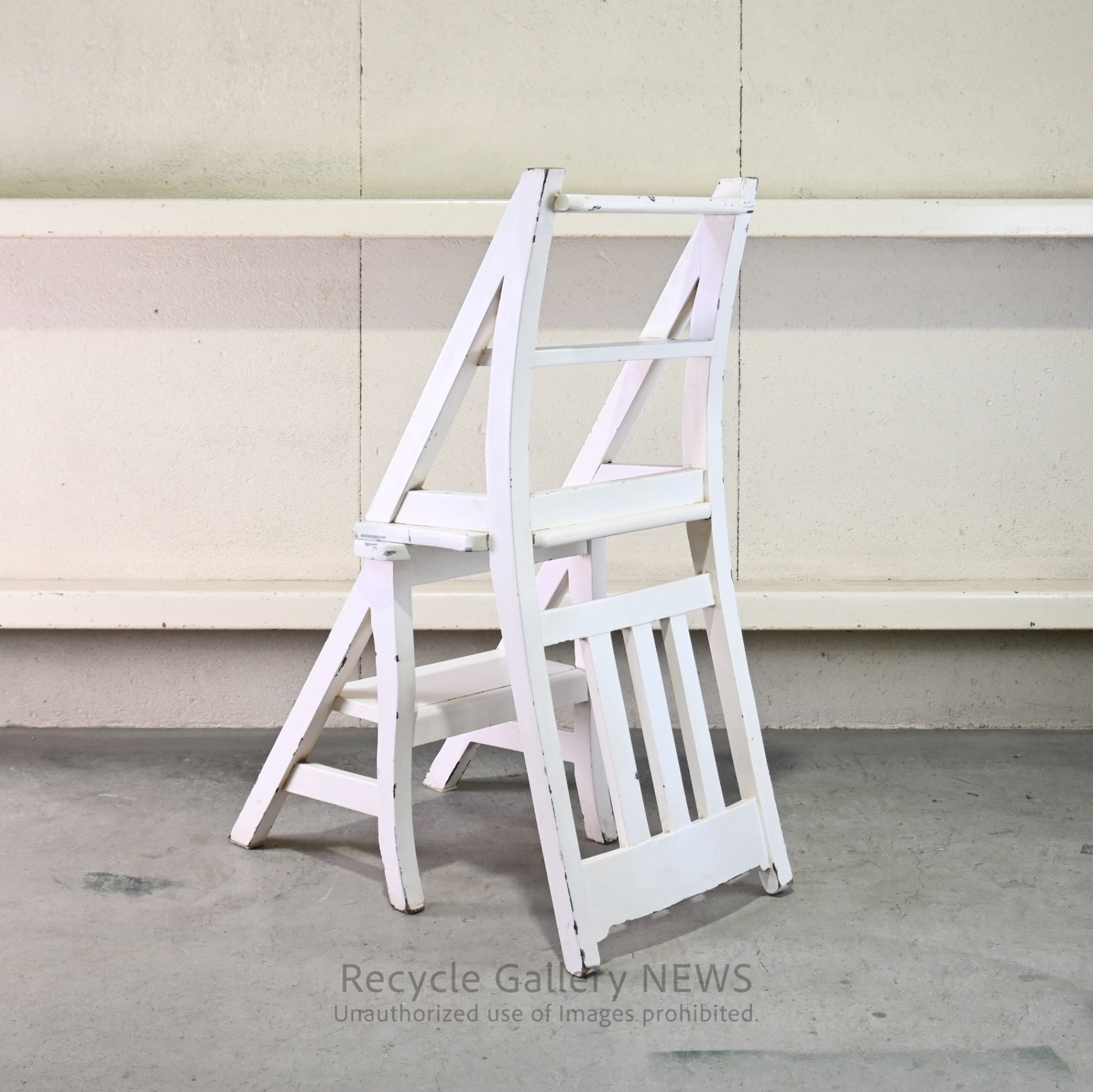 Vintage Foldable Library Step Chair White / ヴィンテージ 折りたたみ ライブラリー ステップ チェア 白