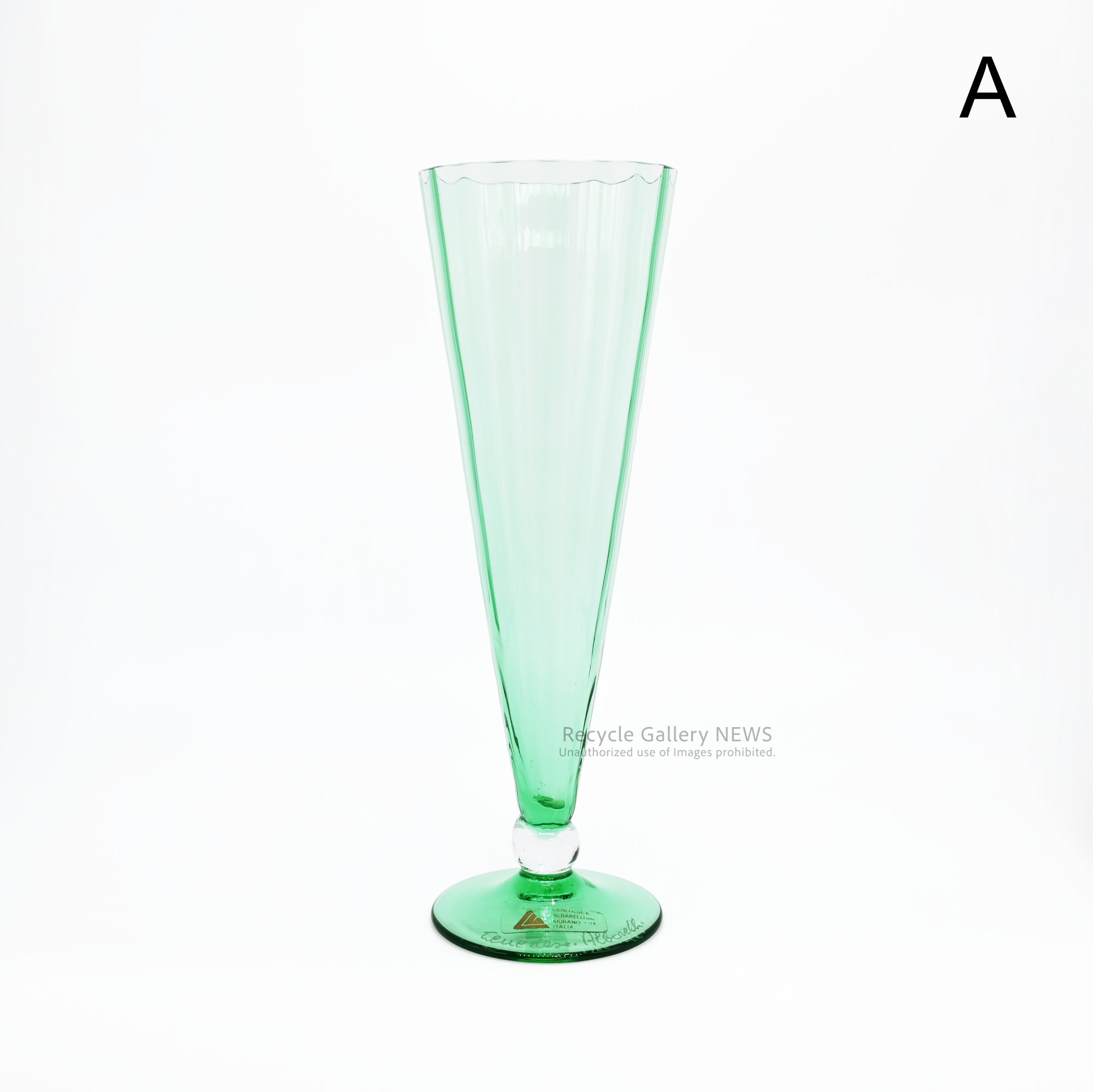 Cenedese & Albarelli Murano glass Light green 2-Size Venetian glass Italian vintage / チェネデーゼ＆アルバレッリ ムラーノガラス 薄緑グラス ヴェネチアングラス イタリアンヴィンテージ