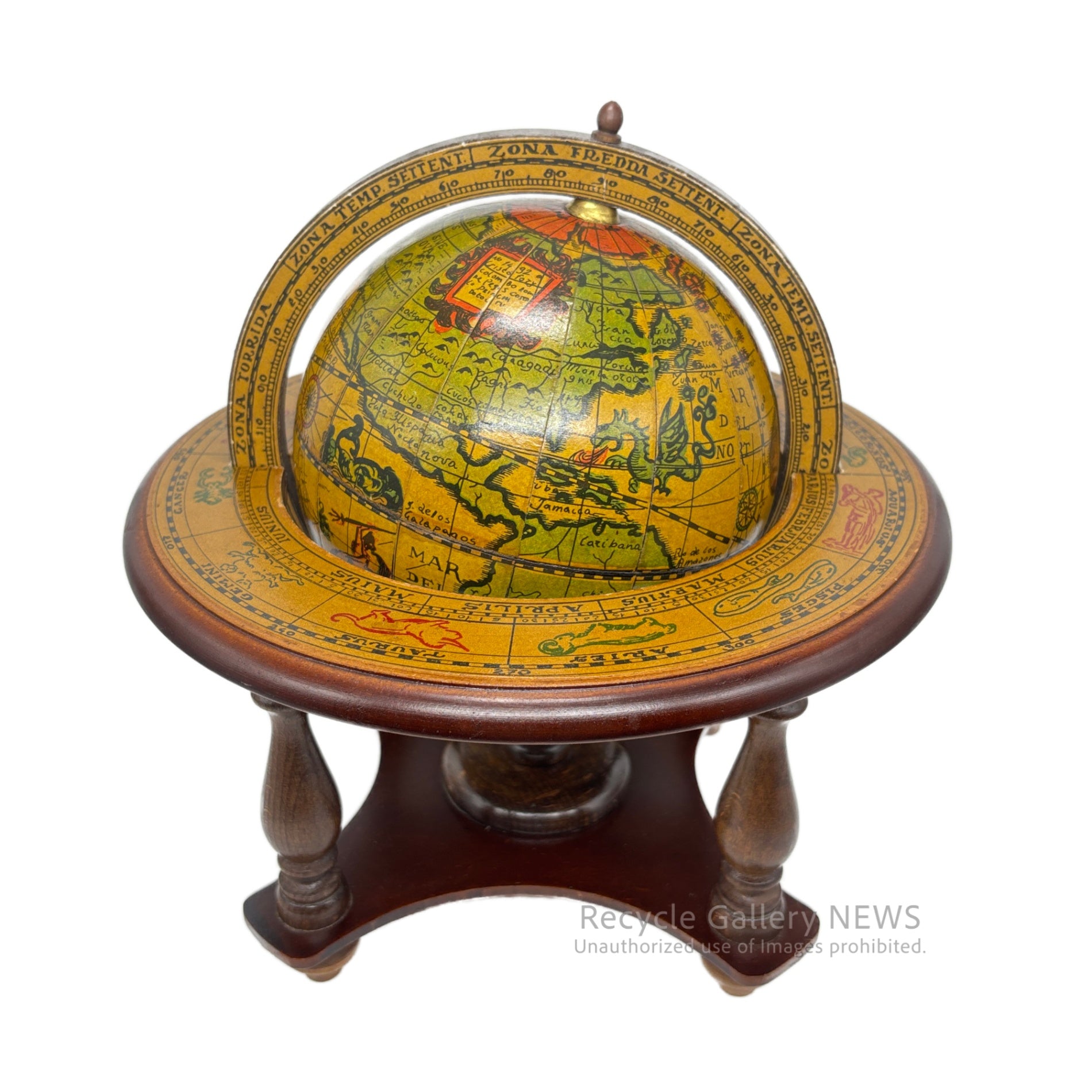 Antique-style globe featuring the twelve signs of the Zodiac Italy / アンティーク地球儀 黄道十二星座 イタリア製