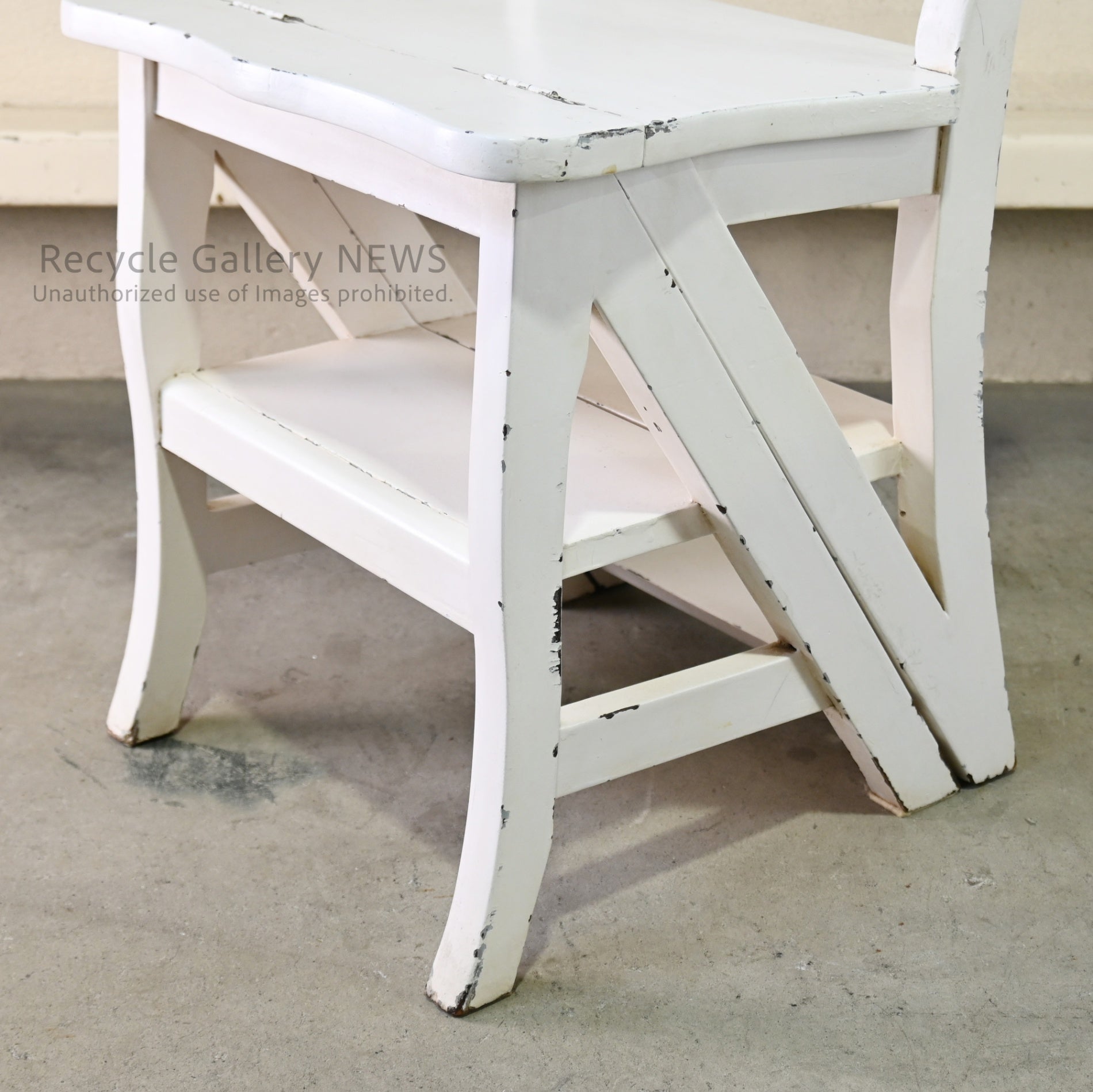 Vintage Foldable Library Step Chair White / ヴィンテージ 折りたたみ ライブラリー ステップ チェア 白