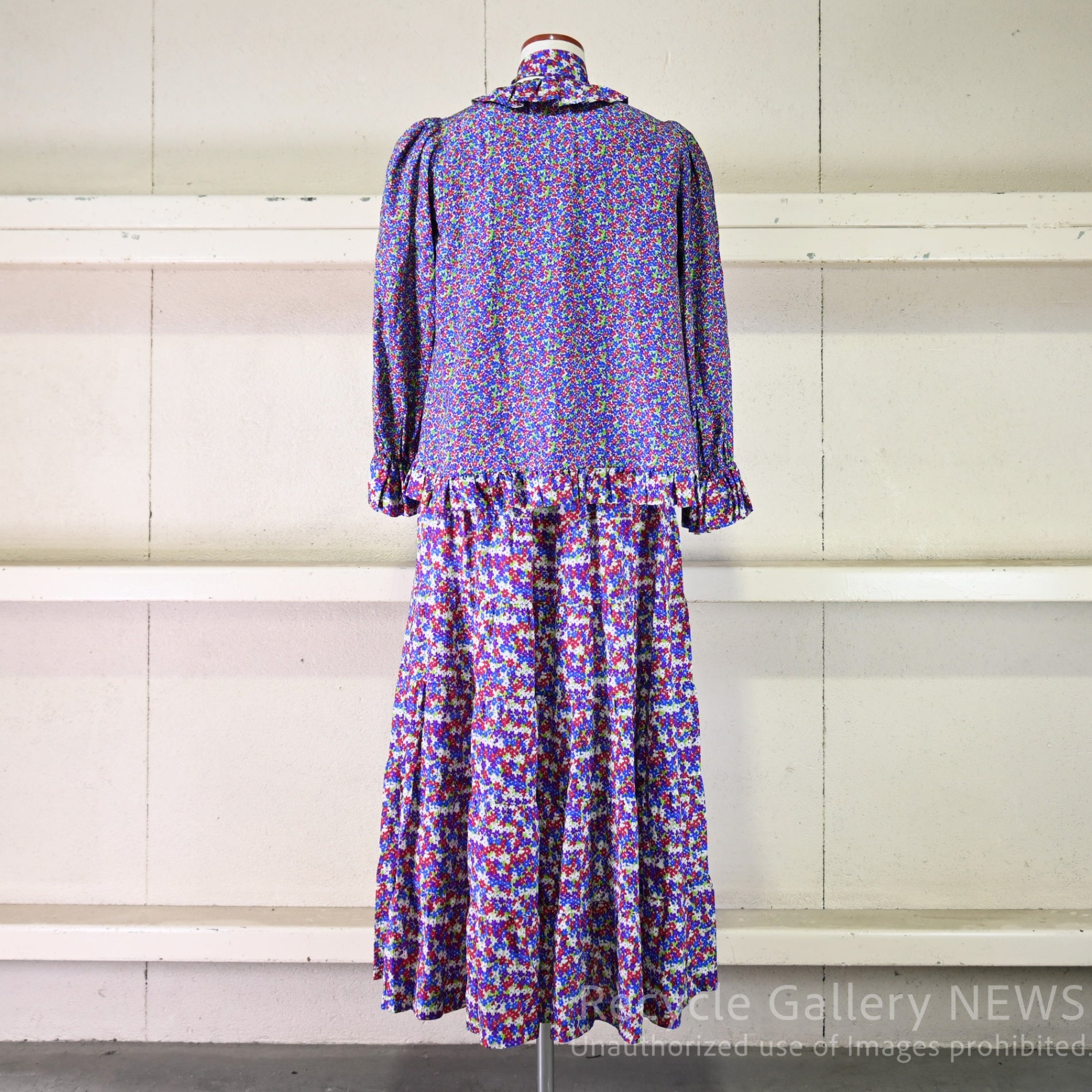 1970-80s Vintage YVES SAINT LAURENT Floral print 3-piece suit & scarf 4-piece set / ヴィンテージ イブ・サン・ローラン 花柄プリント 3ピース&ストール 4点組