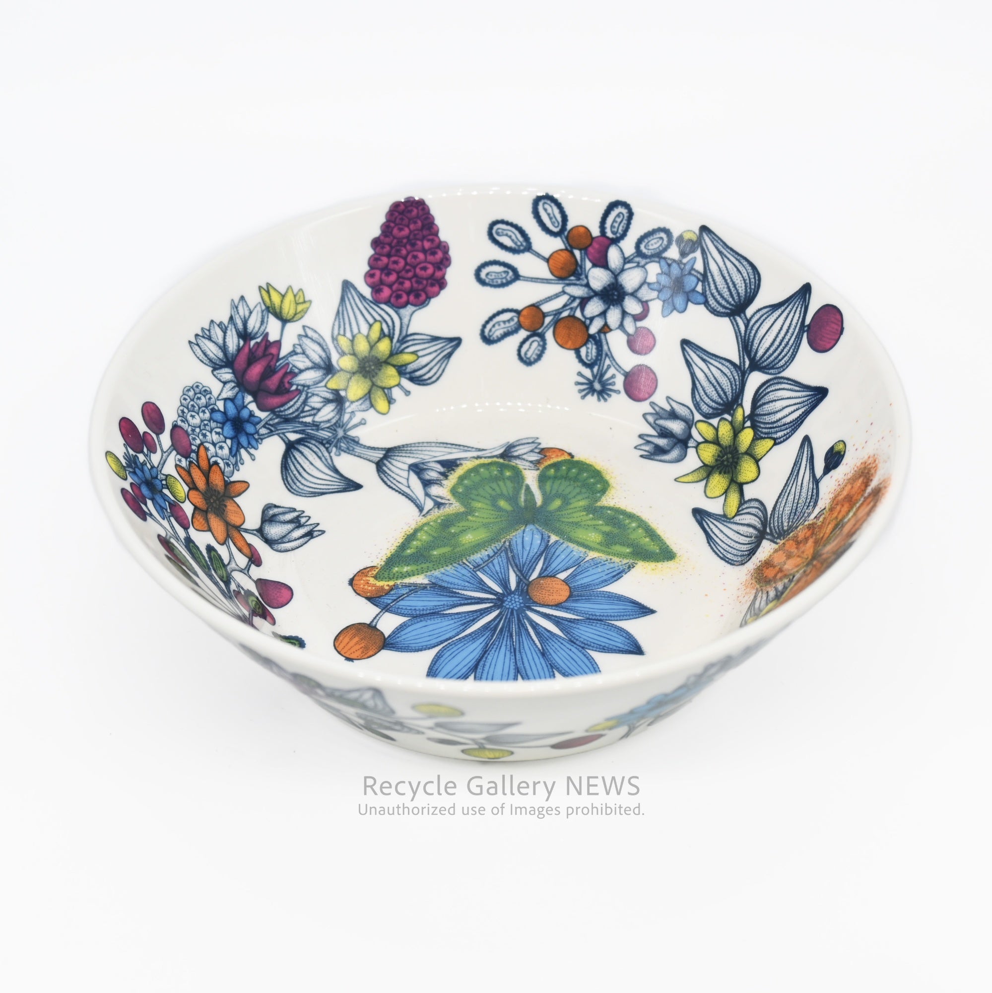 ARABIA RUNO Finland  "Butterfly" Floral Bowl White Porcelain / アラビア ルノ バタフライボウル フィンランド 花柄 白磁