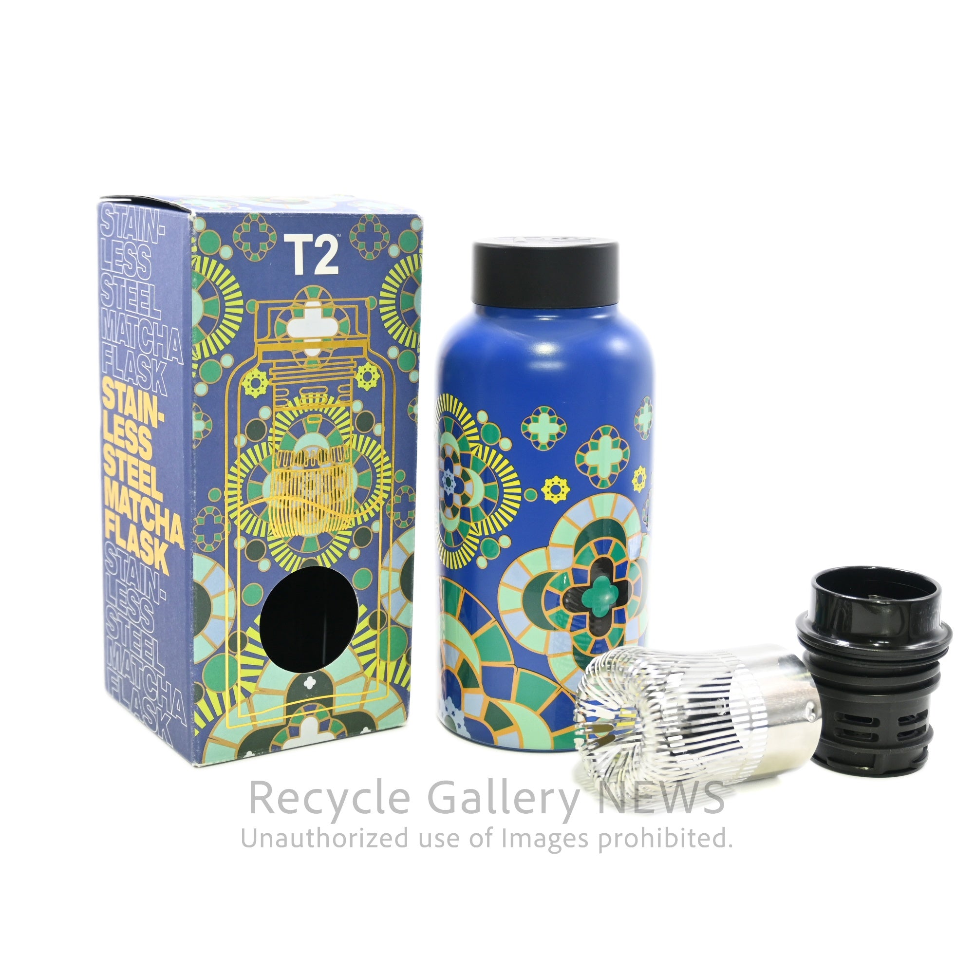 T2 tea Palazzo 300ml Stainless Steel Tumbler with Built-in Tea Strainer Australia / T2 パラッツォ 地中海風タイルデザイン 300ml 茶漉し内蔵 タンブラー ステンレス オーストラリア