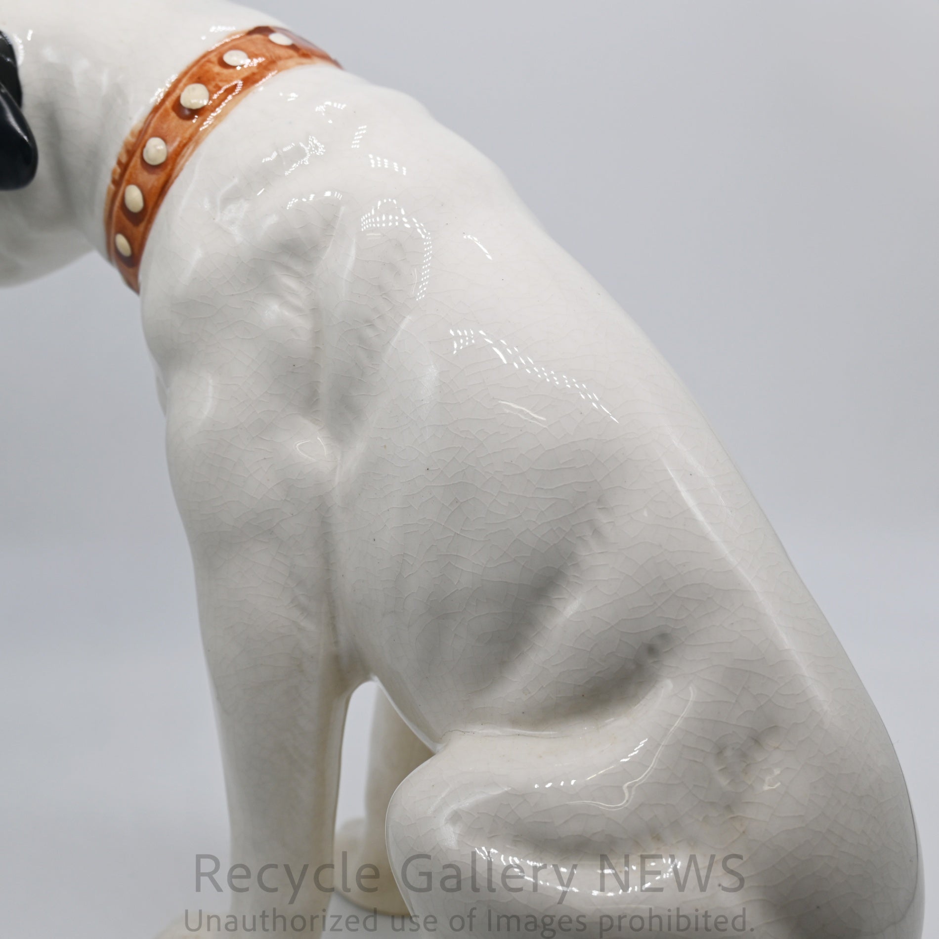 His Master's Voice "Nipper" Vintage Ceramic Dog Figurine Ornament Victor White / 『主人の声』ビクター犬 ニッパー 陶器フィギュリン オブジェ 犬の置物 オーディオ レトロ 白