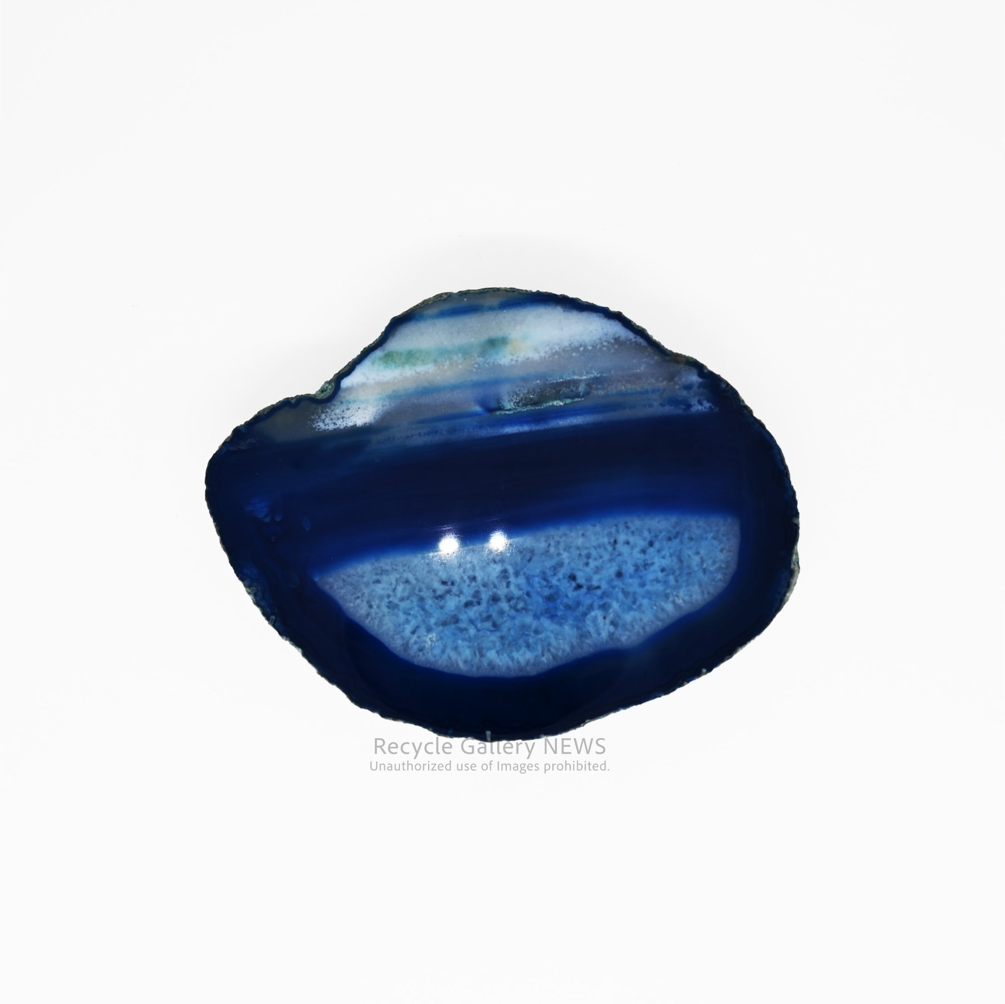Blue Agate Slice Coaster Gemstone Decorative Object Japandi / 青い瑪瑙のコースター 天然石 置物  ジャパンディ