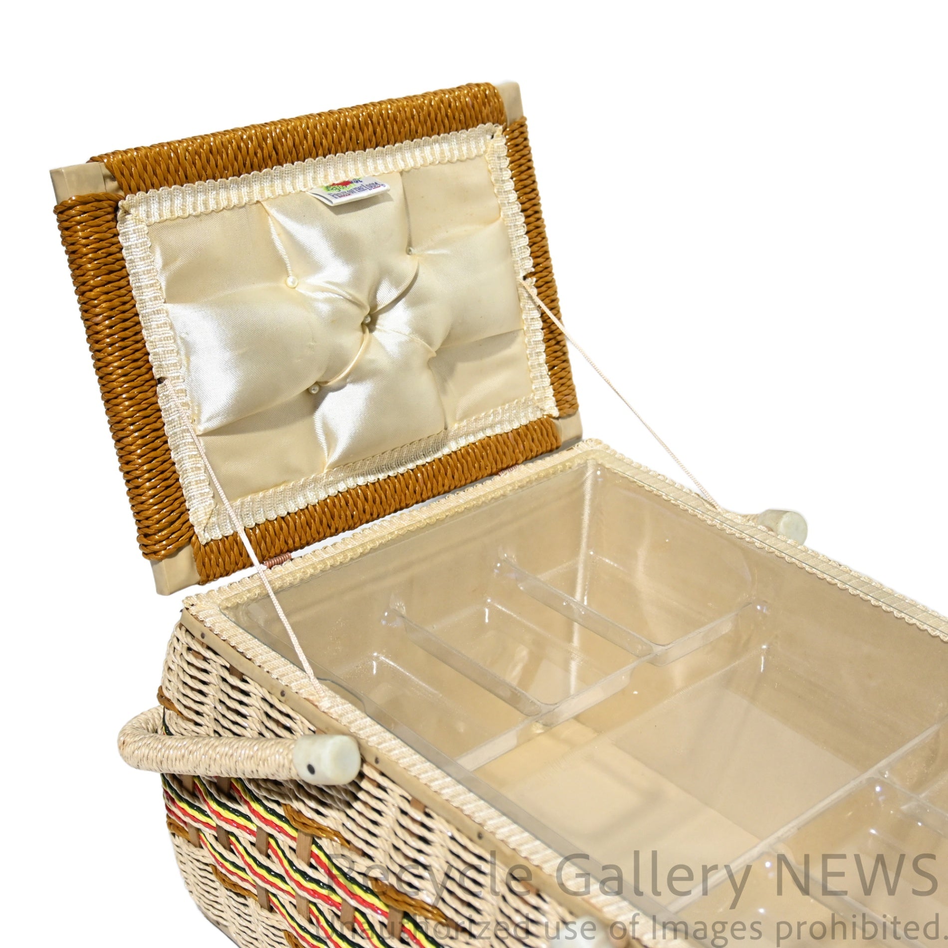 FRUIT OF THE ROOM Sewing Basket Box Retro Embroidery Vintage Unused / フルーツ・オブ・ザ・ルーム 裁縫箱 ソーイングバスケット レトロ 刺繍 ヴィンテージ 未使用 新古品