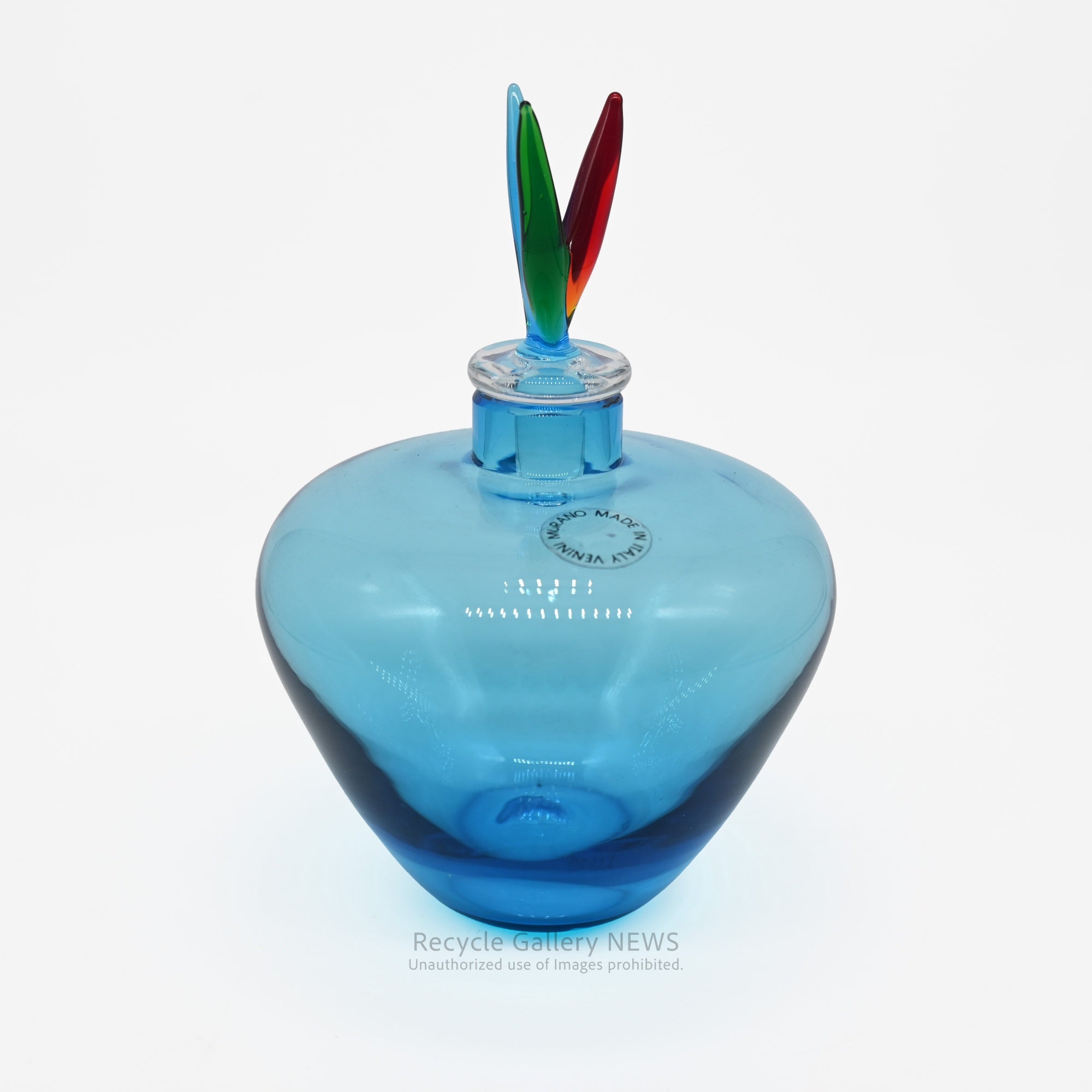 MURANO VENINI MONOFORINI Perfume Bottle Italia Blue Glass Art