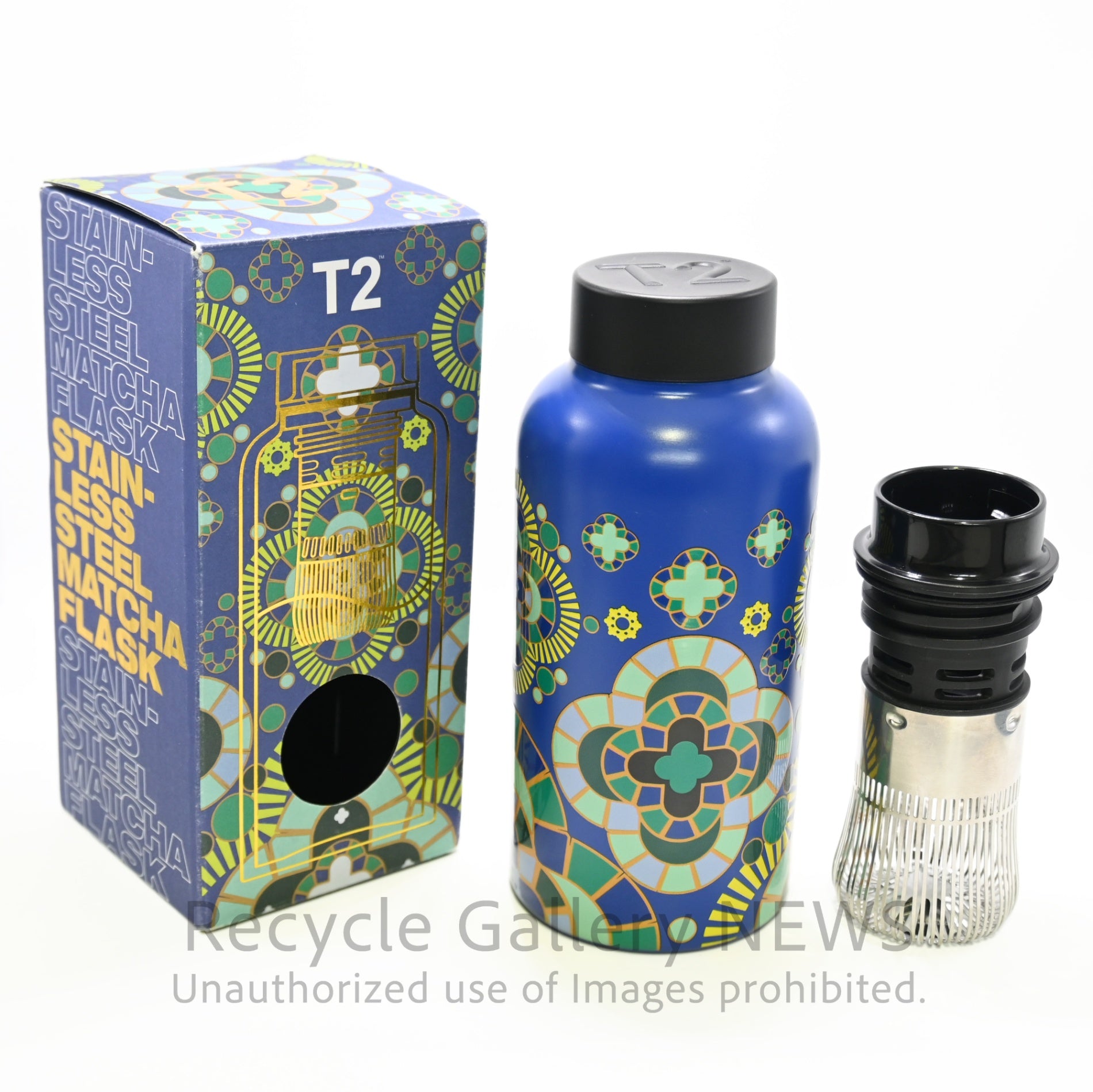 T2 tea Palazzo 300ml Stainless Steel Tumbler with Built-in Tea Strainer Australia / T2 パラッツォ 地中海風タイルデザイン 300ml 茶漉し内蔵 タンブラー ステンレス オーストラリア