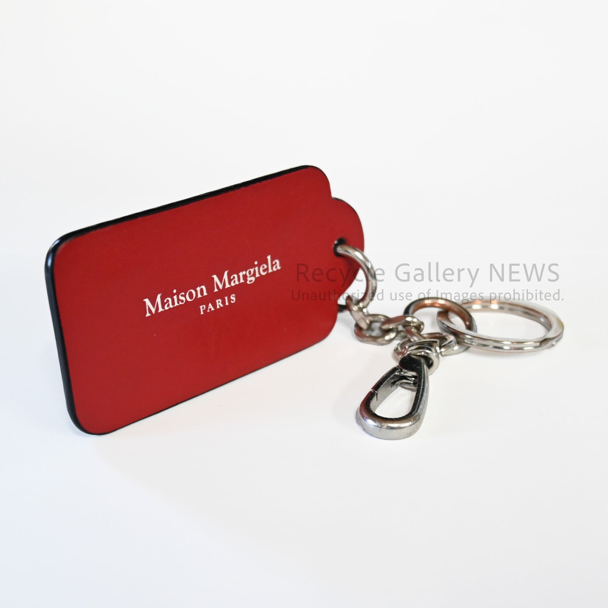 Maison Margiela Key Ring Black & Red Calf Leather France /  メゾン・マルジェラ キーリング カーフレザー ブラック＆レッド フランス