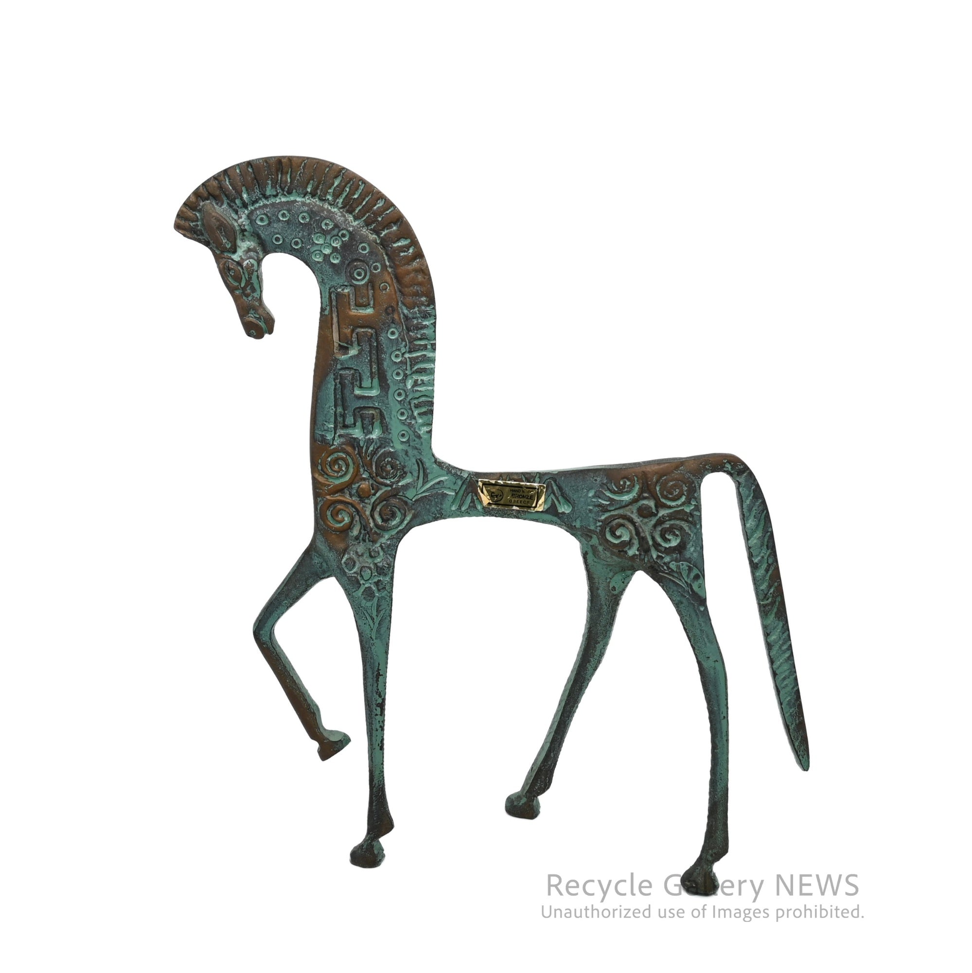 Greek Horse Statue Green Bronze / ギリシャ風 青銅 ブロンズ オブジェ 馬