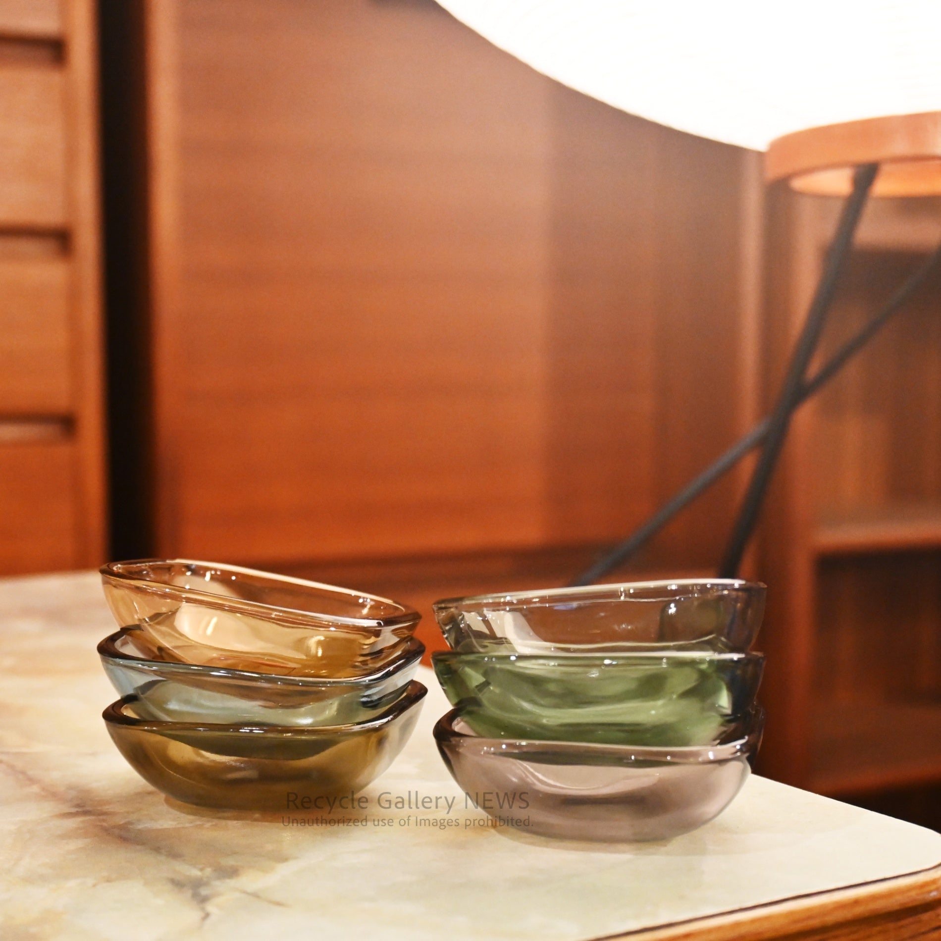 Rare Hoya Glass "Starting Unit series" Set of 6 Plates Japanese Tableware Showa Retro / 保谷硝子 スターティングユニット６点セット  日本 食器 昭和レトロ 希少