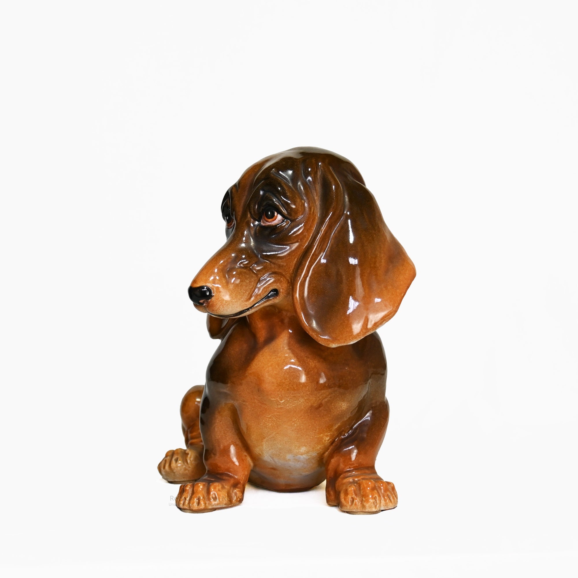 Large ceramic Dachshund figurine 38cm wide Dog Object / 大きなダックスフンドの陶器人形 ワイド約38cm 犬 置物 オブジェ