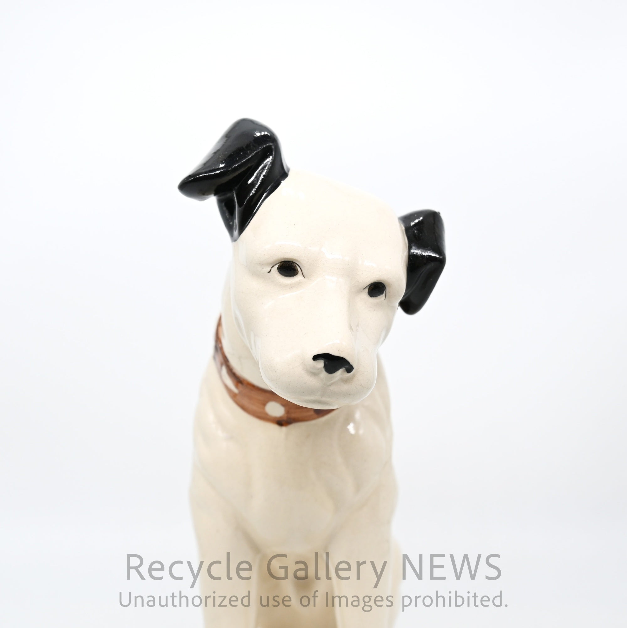 His Master's Voice "Nipper" Vintage Ceramic Dog Figurine Ornament Victor White /『主人の声』ビクター犬 ニッパー 陶器フィギュリン オブジェ 犬の置物 オーディオ レトロ 白