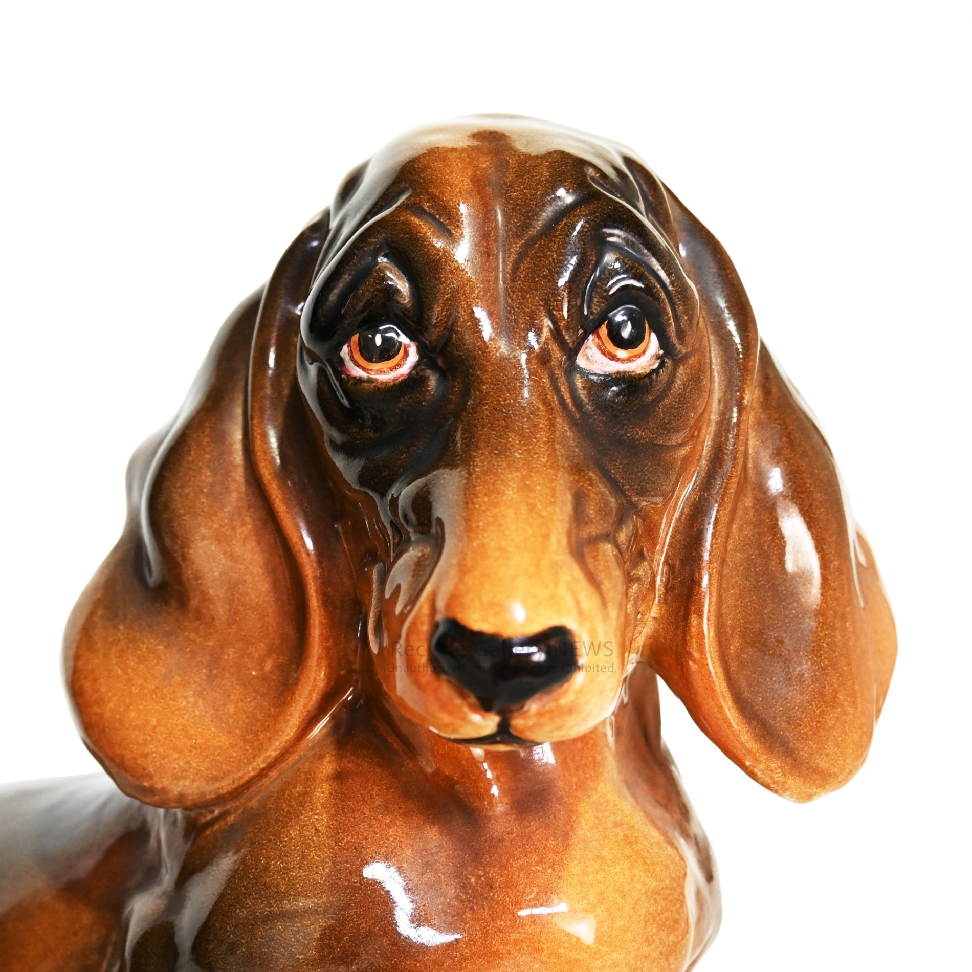Large ceramic Dachshund figurine 38cm wide Dog Object / 大きな 