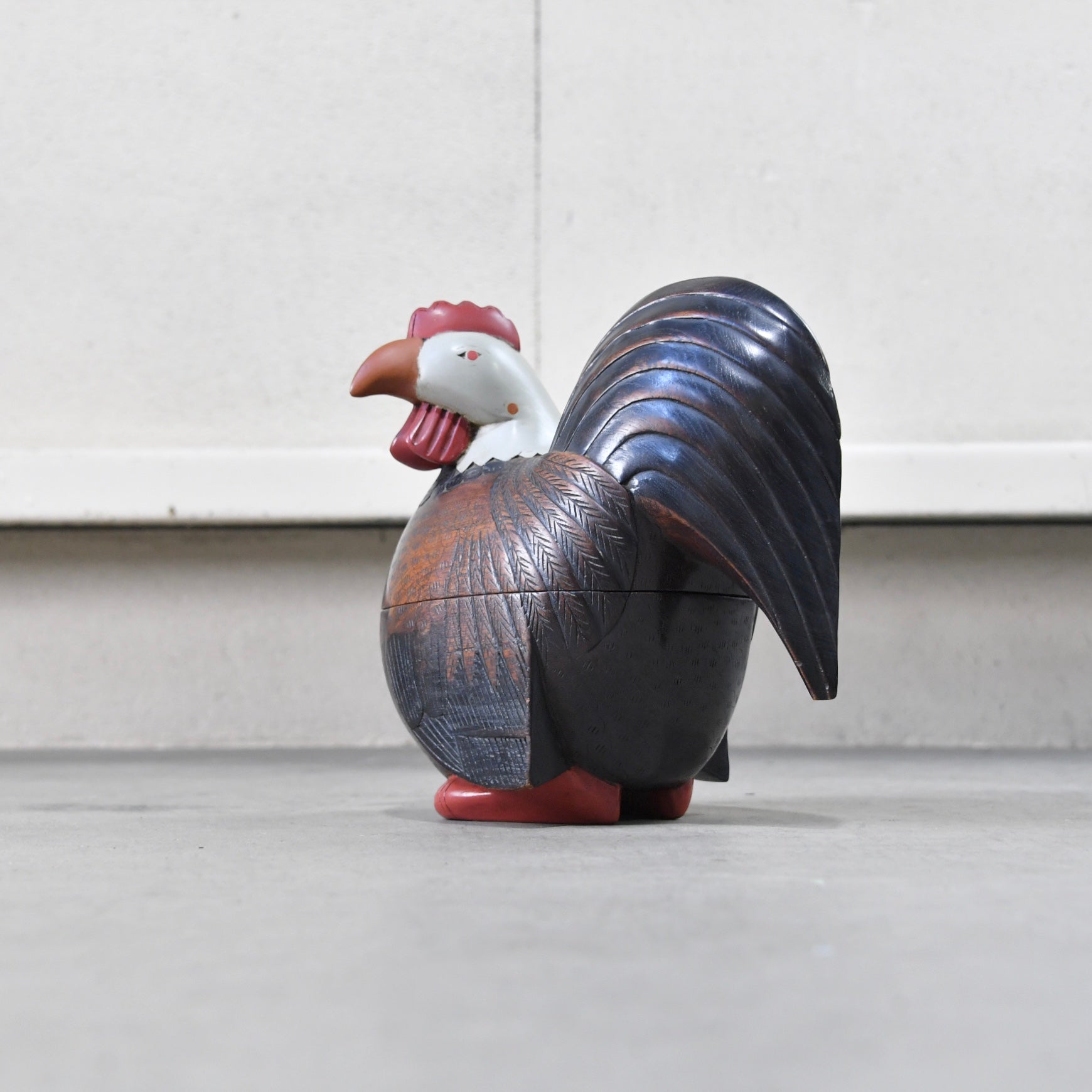 Thailand Wood carving Chicken Objet Asian / タイ製 彫刻 ニワトリ 小物入れ オブジェ