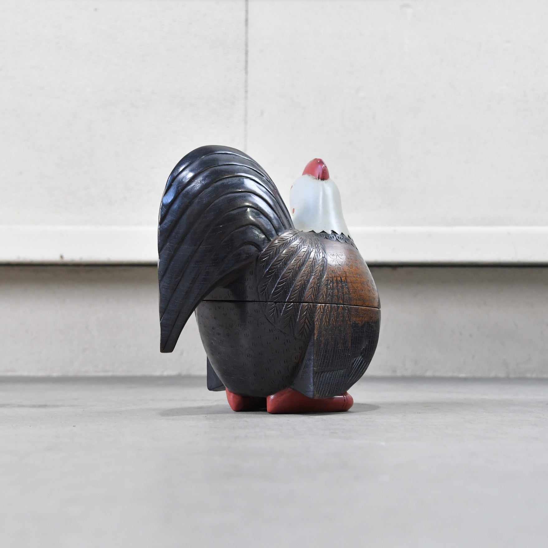 Thailand Wood carving Chicken Objet Asian / タイ製 彫刻 ニワトリ 小物入れ オブジェ