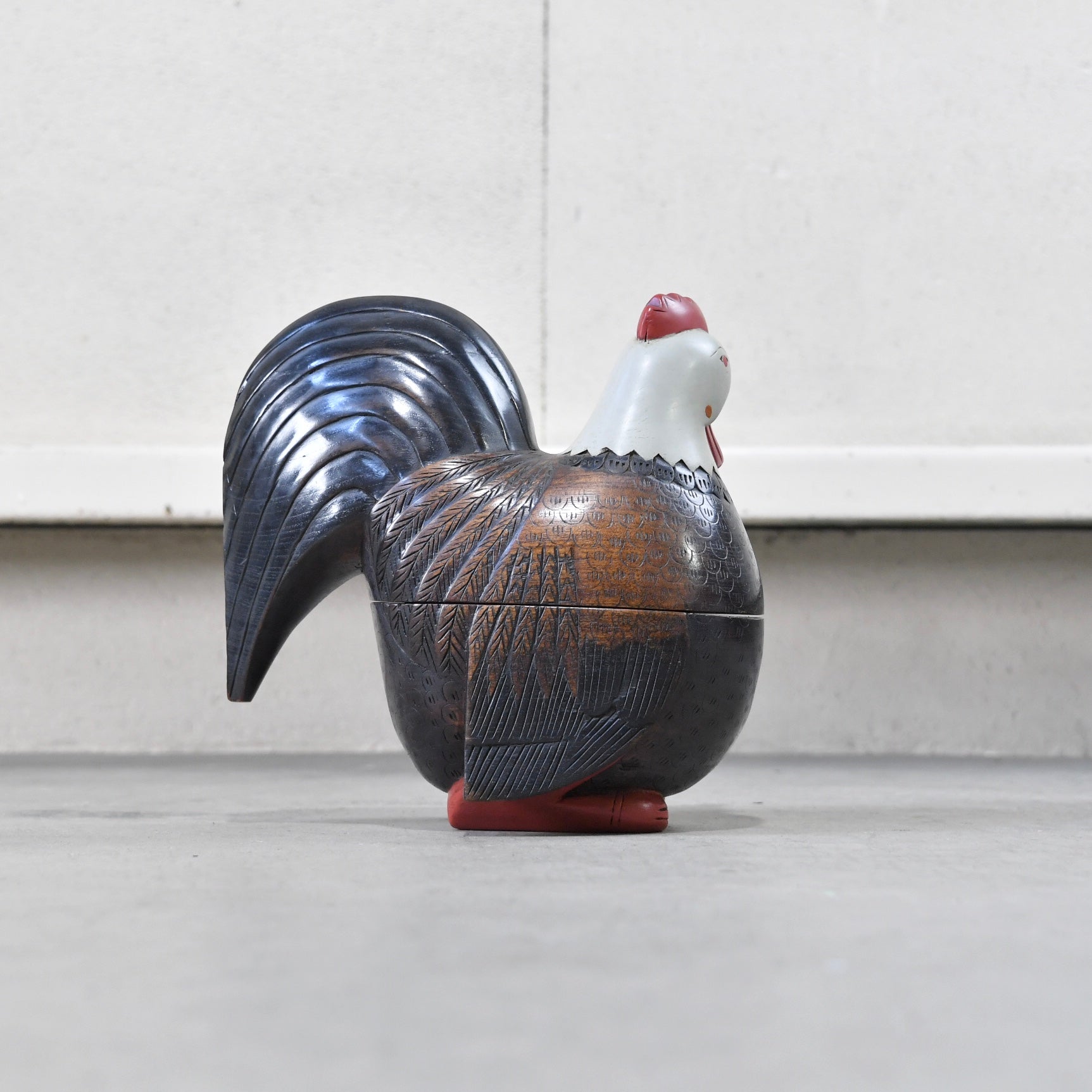 Thailand Wood carving Chicken Objet Asian / タイ製 彫刻 ニワトリ 小物入れ オブジェ