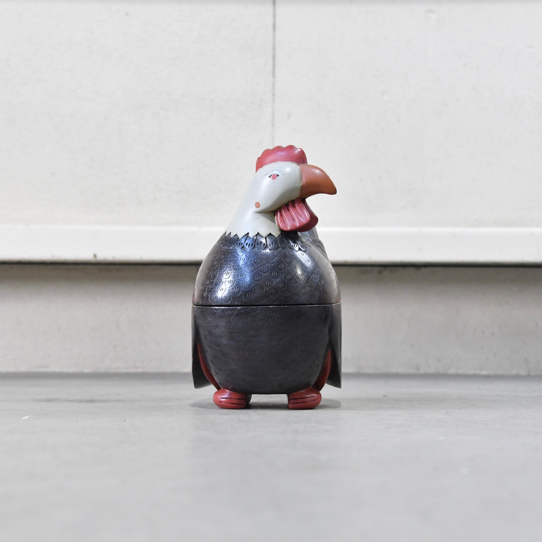 Thailand Wood carving Chicken Objet Asian / タイ製 彫刻 ニワトリ 小物入れ オブジェ