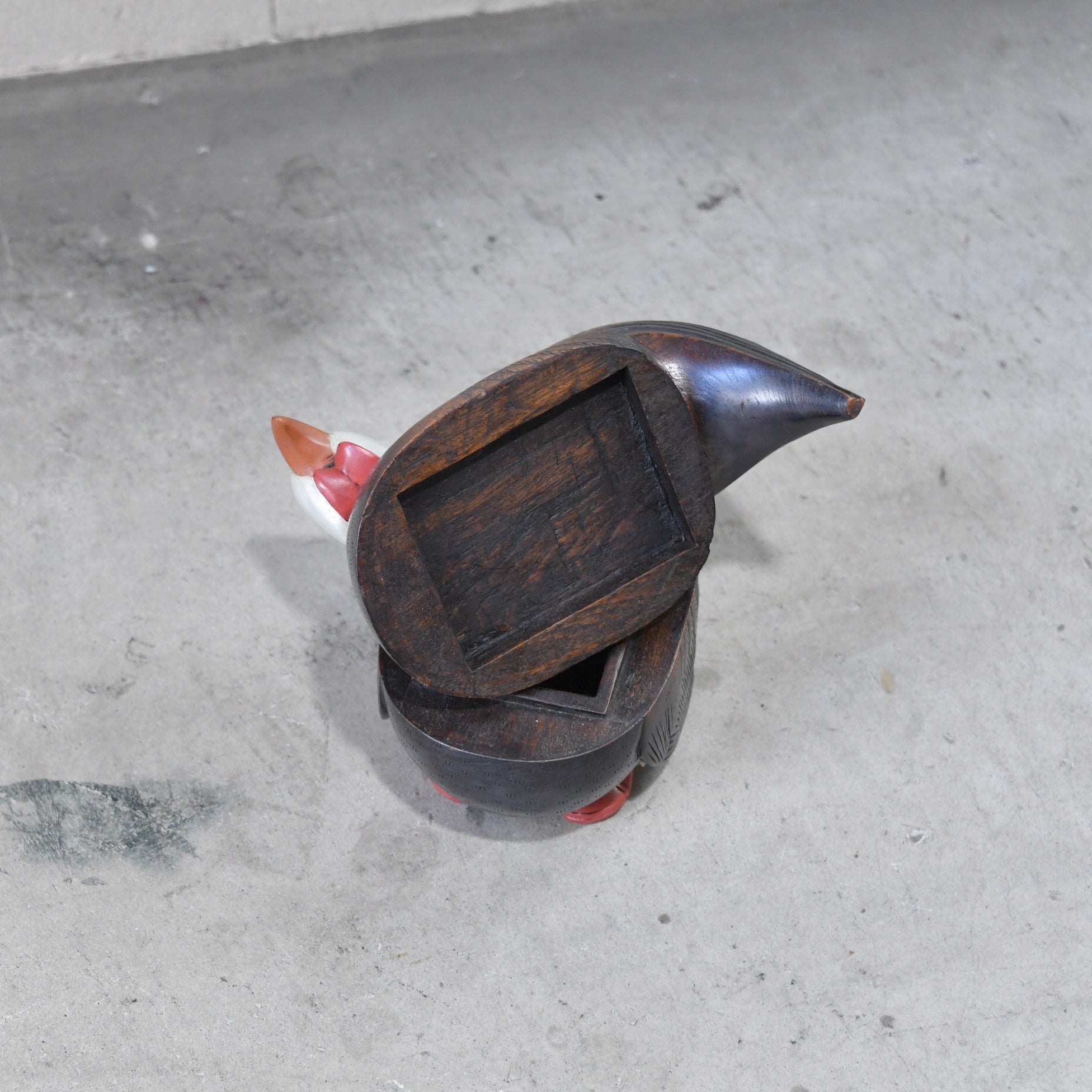 Thailand Wood carving Chicken Objet Asian / タイ製 彫刻 ニワトリ 小物入れ オブジェ