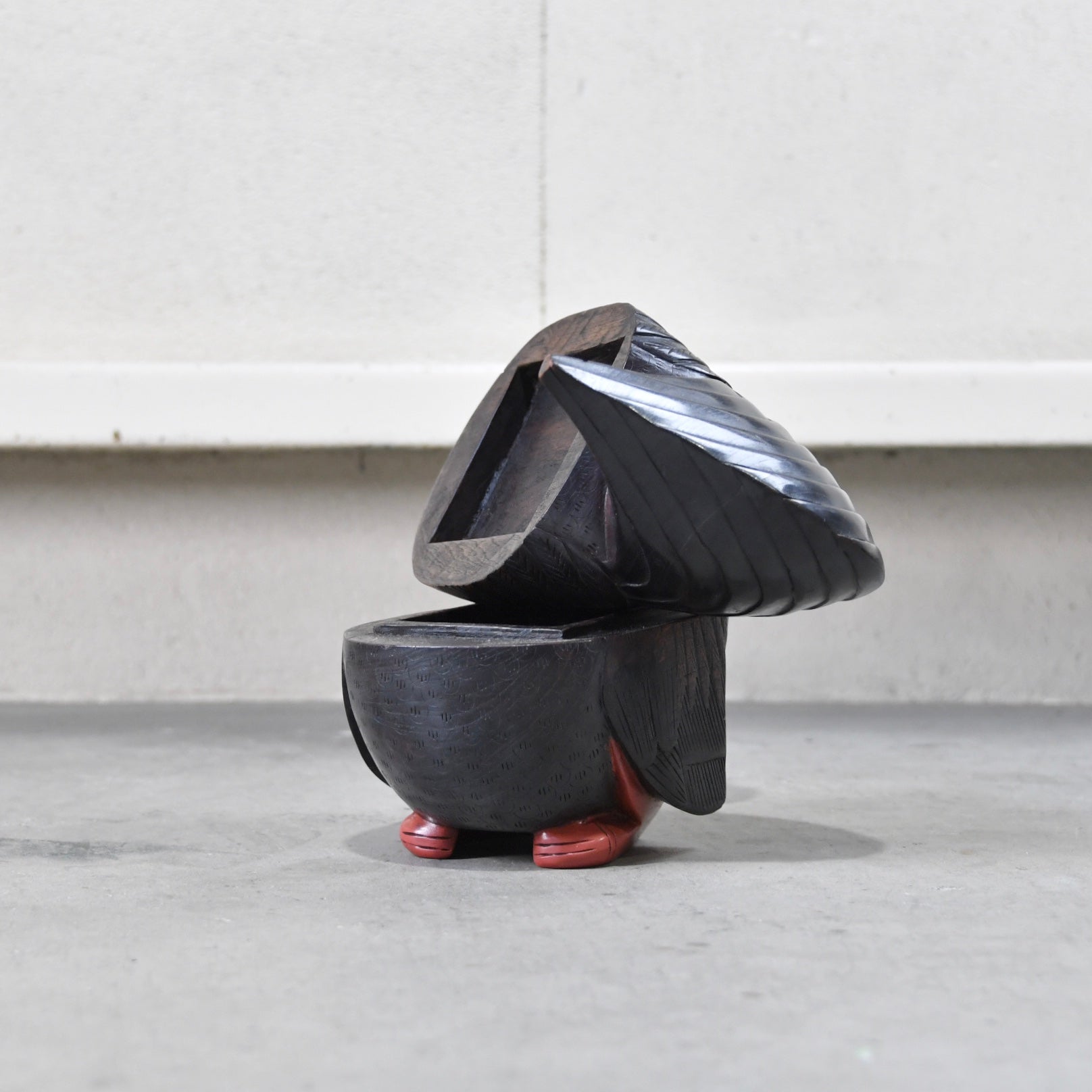 Thailand Wood carving Chicken Objet Asian / タイ製 彫刻 ニワトリ 小物入れ オブジェ