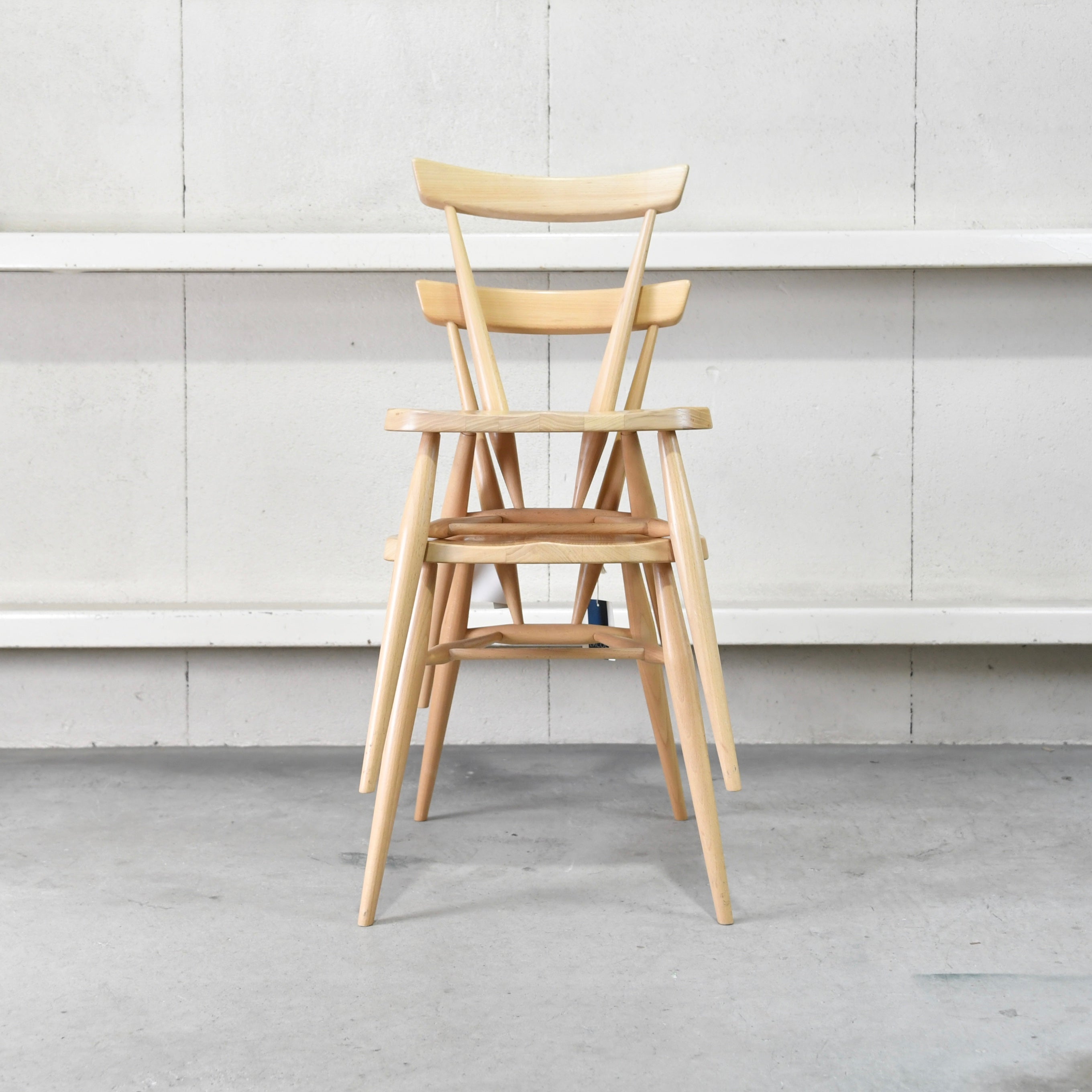 Ercol Stacking chair Single back Elm Beechwood UK Furniture / アーコール スタッキングチェア シングルバック エルム材 ビーチ材 英国家具