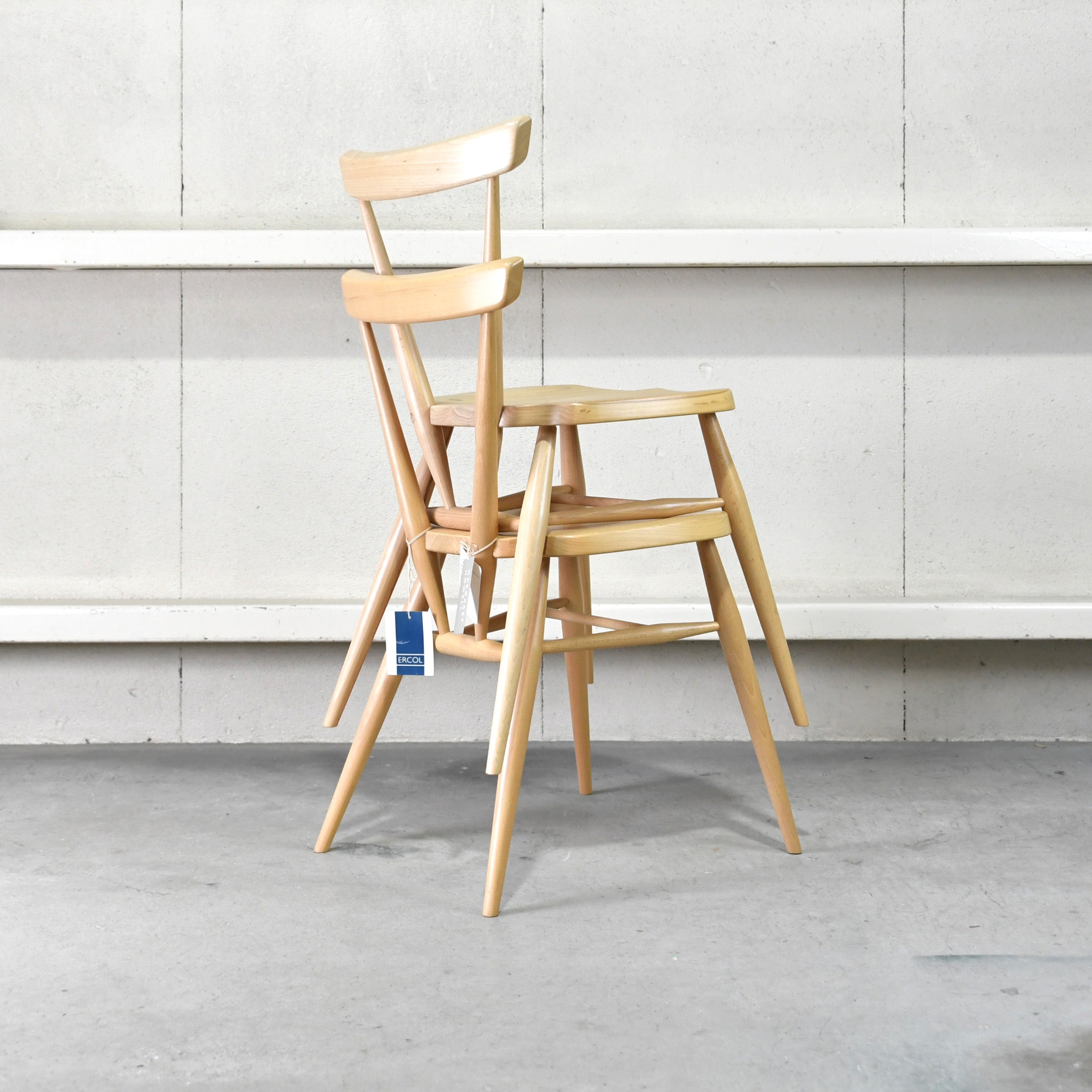 Ercol Stacking chair Single back Elm Beechwood UK Furniture / アーコール スタッキングチェア シングルバック エルム材 ビーチ材 英国家具