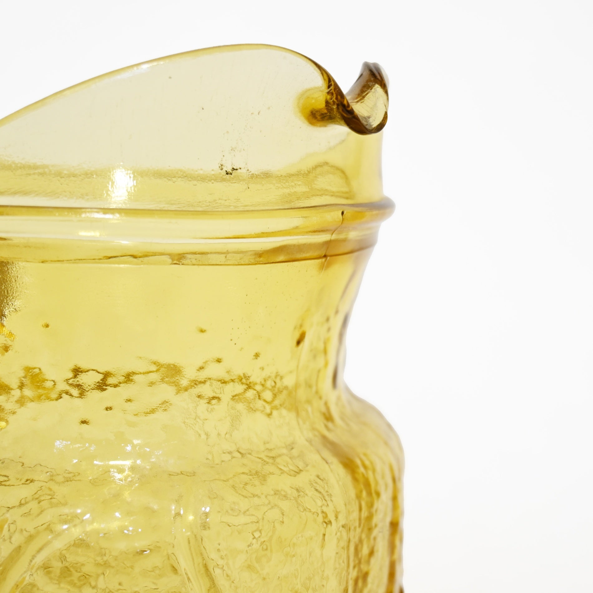 Amber Glass Flower Motif Pitcher Watering Can Vintage / アンバーガラス フラワーモチーフ ピッチャー 水差し じょうろ ヴィンテージ