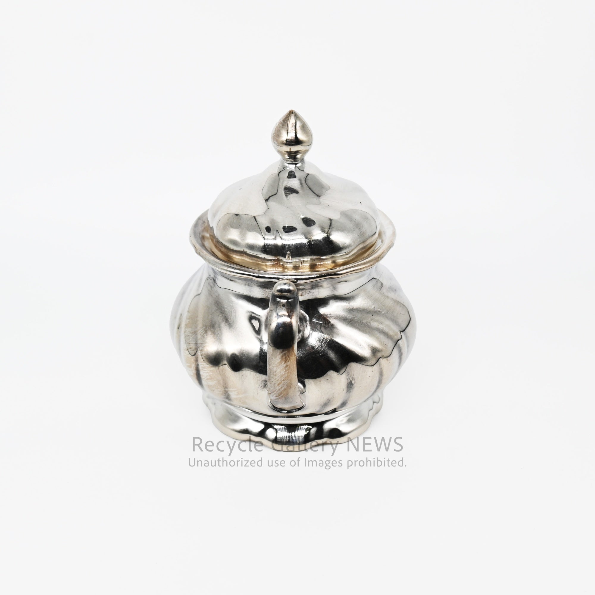 SILVER COATED PORCELAIN TEA POT  Antique German Silver Plated 3-Piece wmf / シルバープレートドイツアンティーク 三点セット ドイツ WMF社  銀メッキ