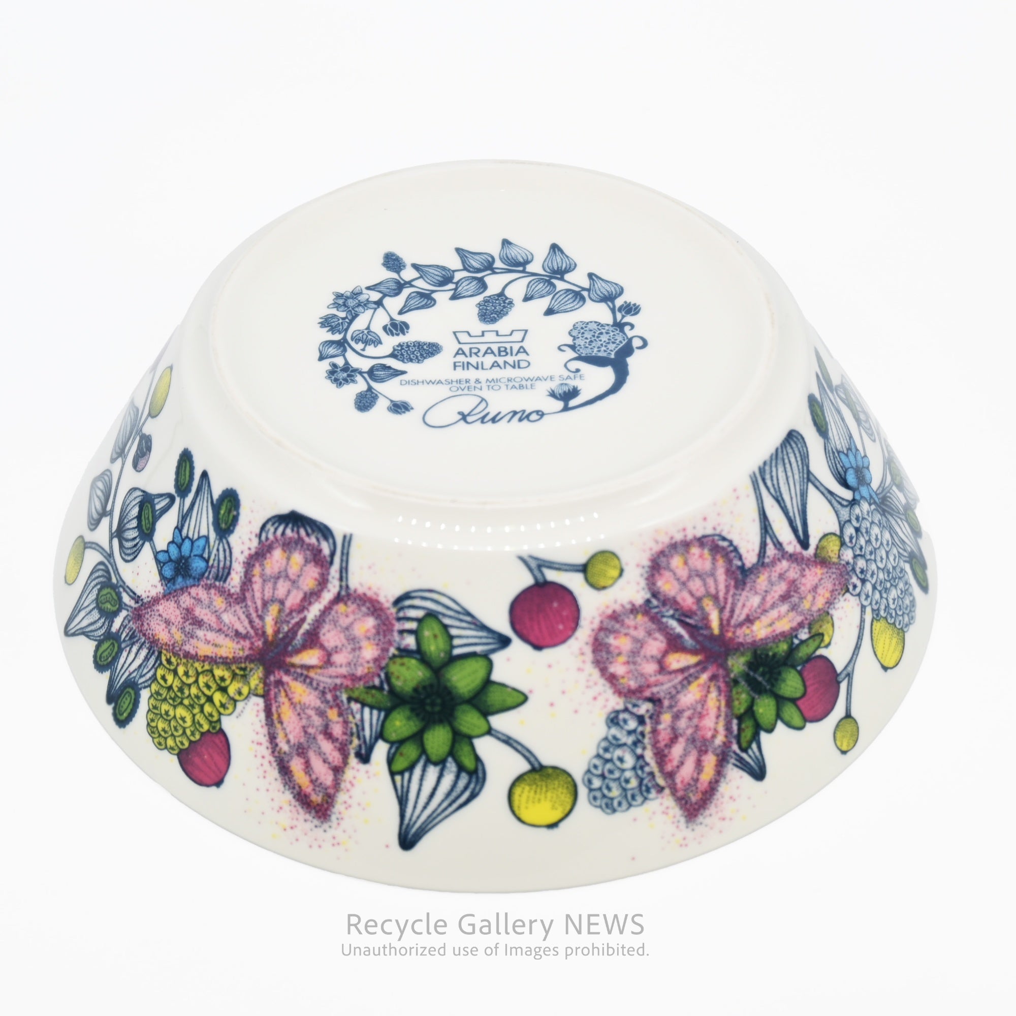 ARABIA RUNO Finland  "Butterfly" Floral Bowl White Porcelain / アラビア ルノ バタフライボウル フィンランド 花柄 白磁