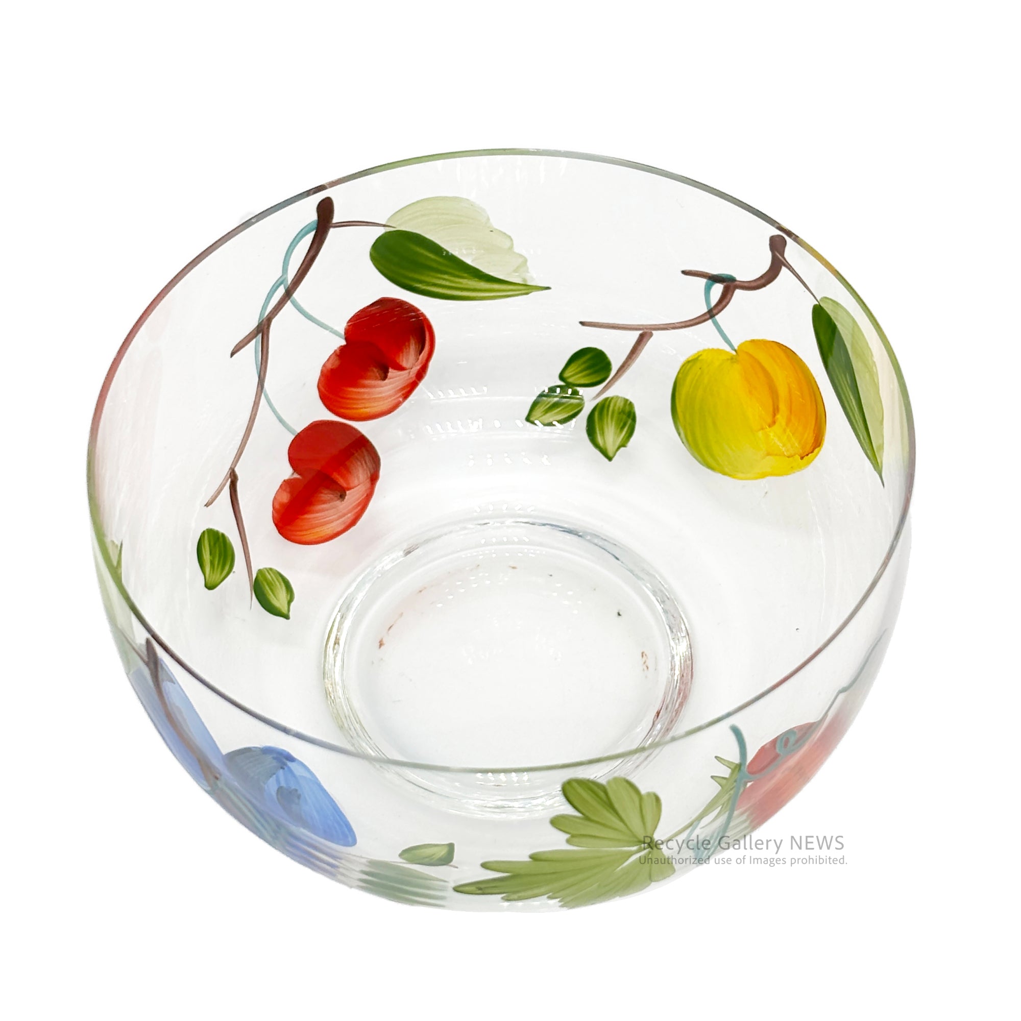 Felunion Fruit-patterned glass candy pot / small item container Hungary / フェルニオン フルーツ柄 キャンディポット ガラス 小物入れ ハンガリー