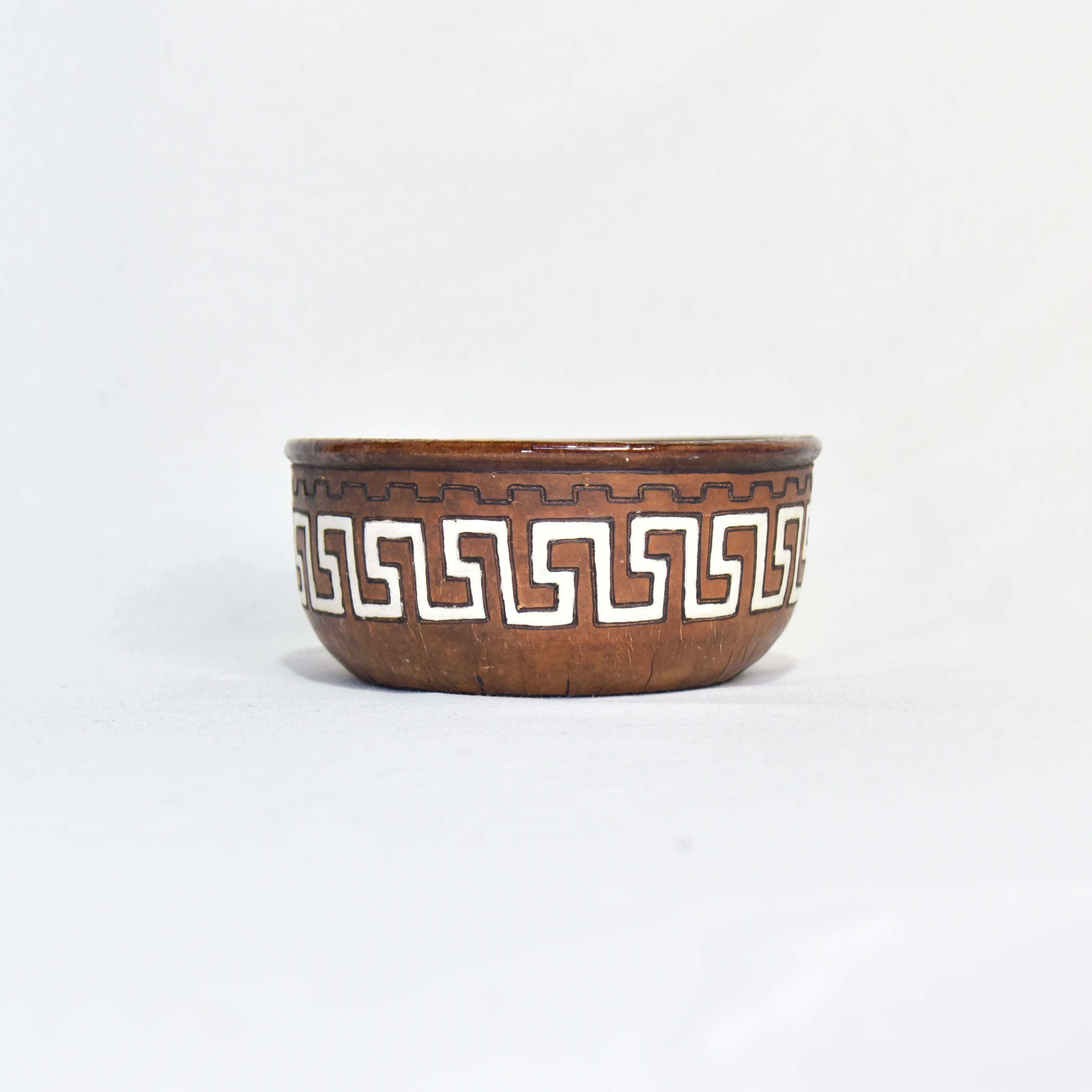 Leather cover Ceramic bowl Brazil Fork art Midcentury / 陶器 レザーカバー ボウル ブラジル製 フォークアート ミッドセンチュリー