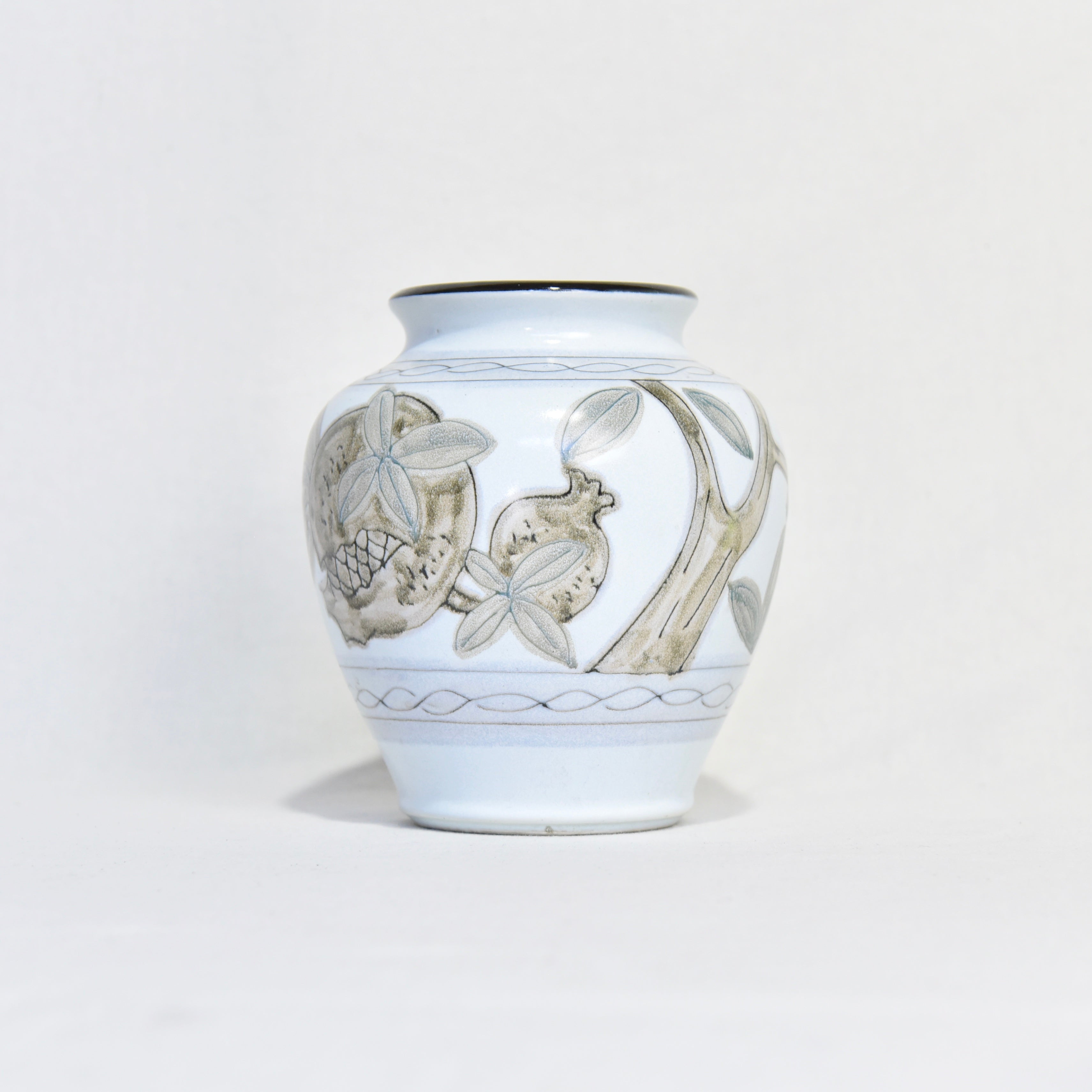 柘榴紋 釉薬 鉄絵 花瓶 陶器 日本工芸 / Pomegranate glaze Flower vase Japanese pottery Fork art