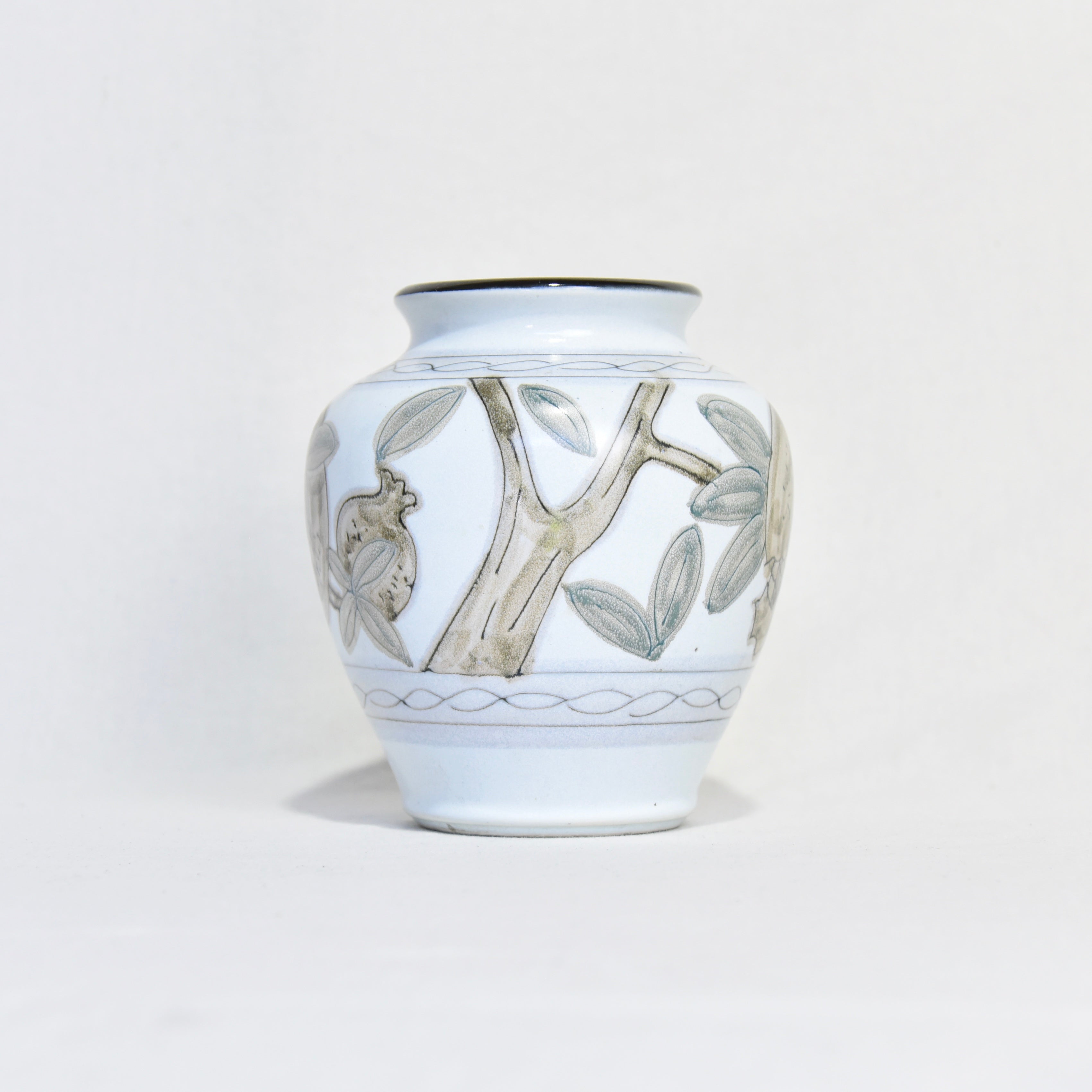 柘榴紋 釉薬 鉄絵 花瓶 陶器 日本工芸 / Pomegranate glaze Flower vase Japanese pottery Fork art