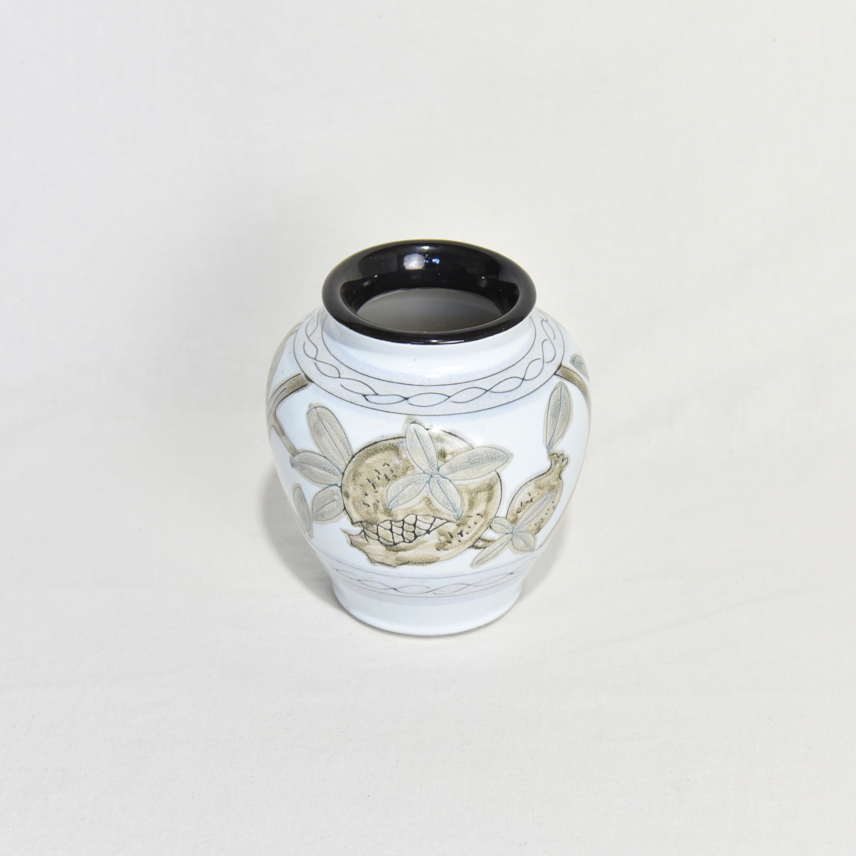 柘榴紋 釉薬 鉄絵 花瓶 陶器 日本工芸 / Pomegranate glaze Flower vase Japanese pottery Fork art