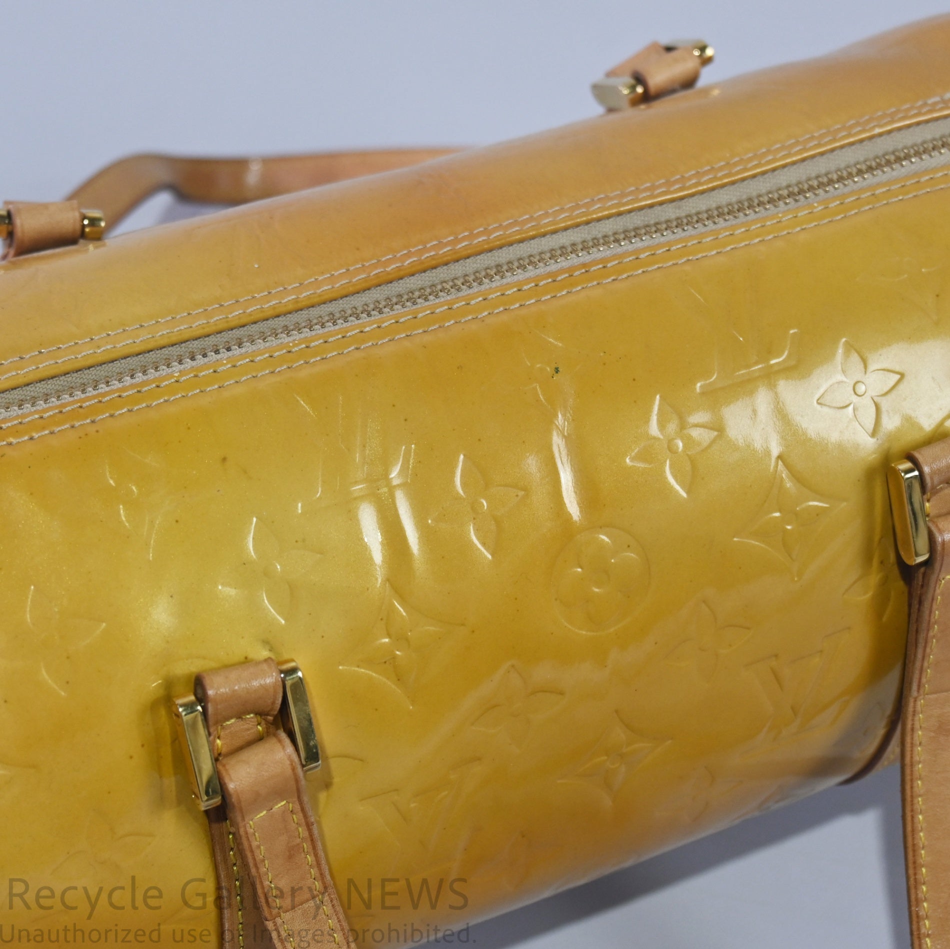 Louis Vuitton Vernis Bedford Barrel Hand Bag Patent Leather Yellow Monogram / ルイヴィトン ヴェルニ ベッドフォード イエロー エナメル バレル ハンドバッグ モノグラム