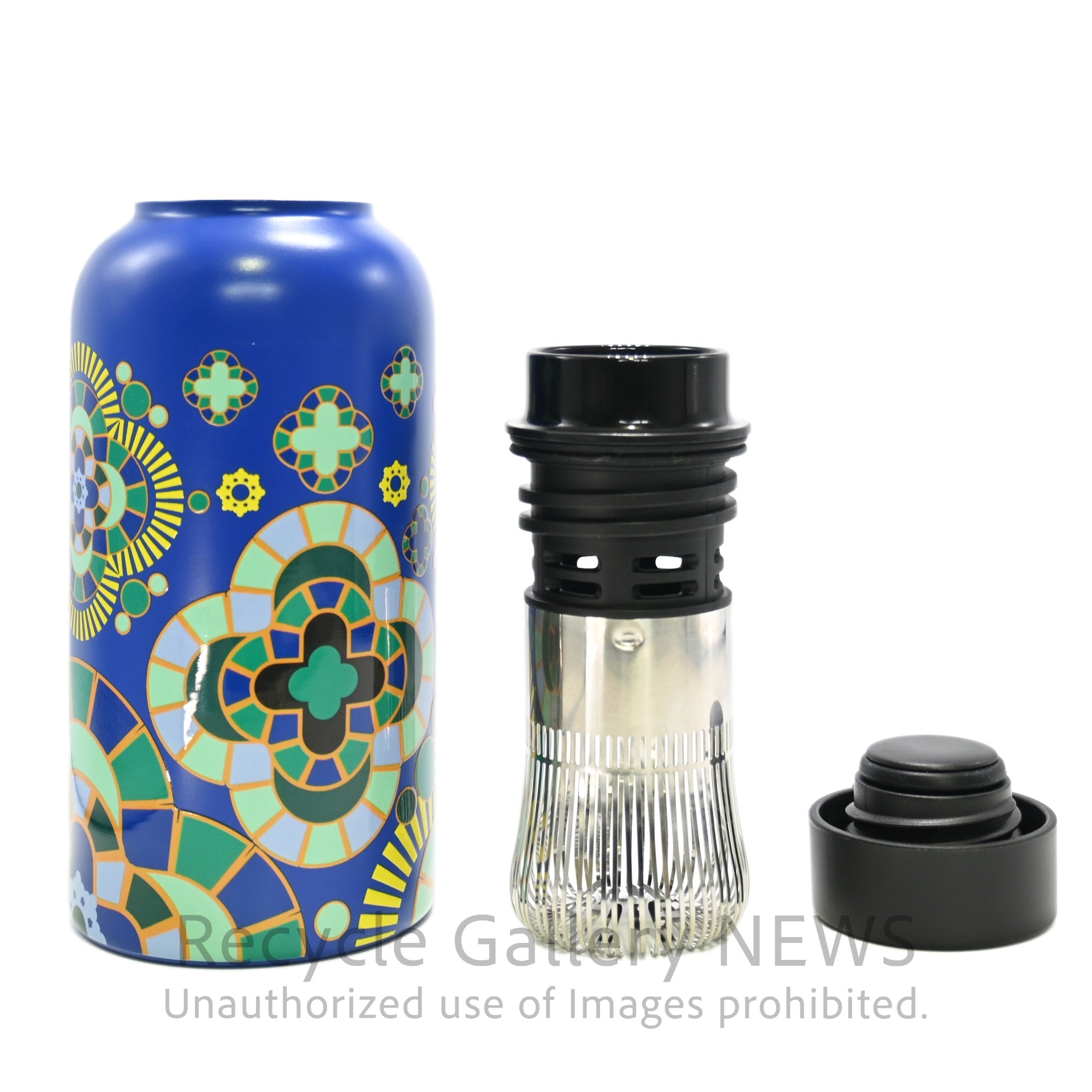 T2 tea Palazzo 300ml Stainless Steel Tumbler with Built-in Tea Strainer Australia / T2 パラッツォ 地中海風タイルデザイン 300ml 茶漉し内蔵 タンブラー ステンレス オーストラリア