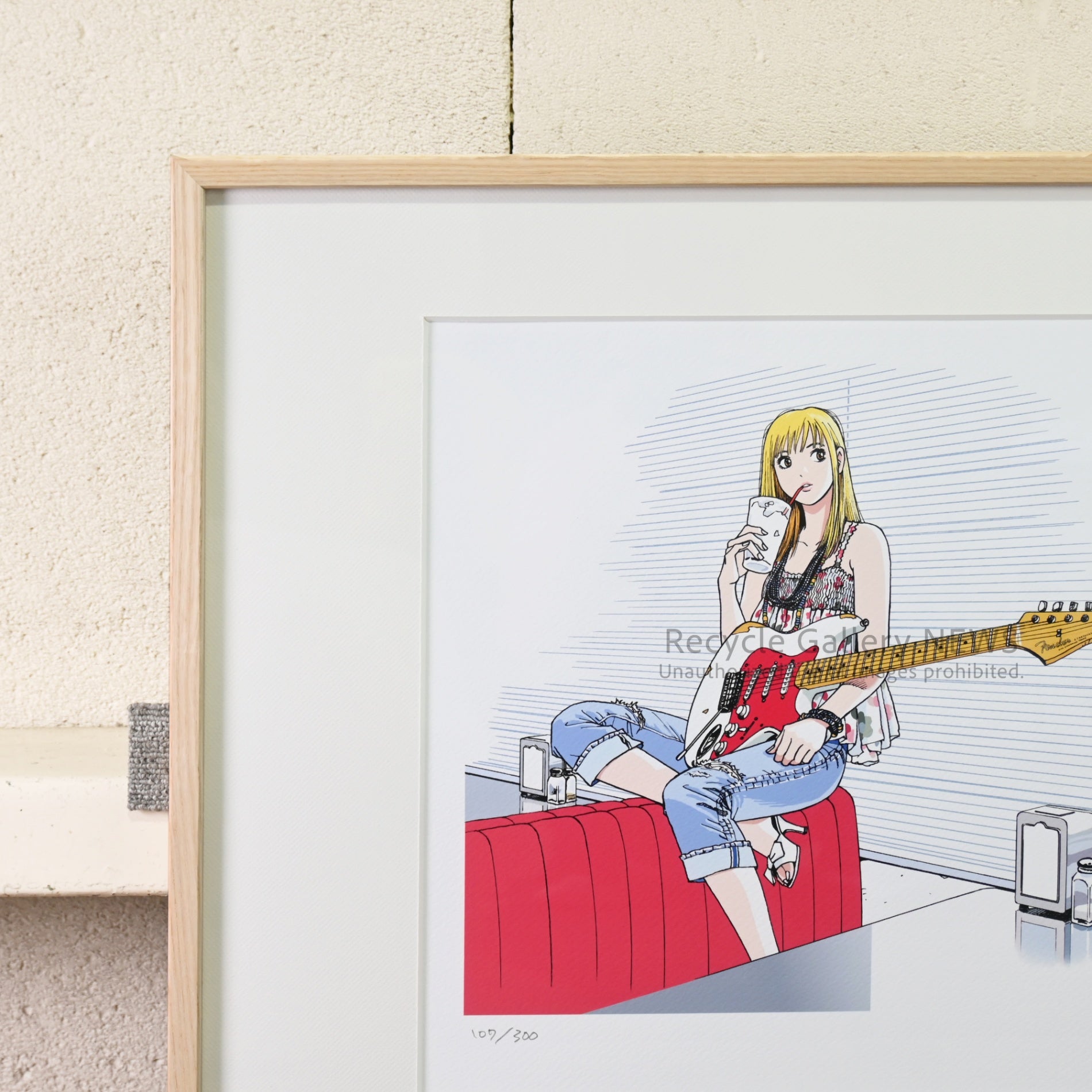 Hisashi Eguchi "Stop!! Hibari-kun! Stratocaster" Lithograph High-Definition Giclée Print Japanese Pop Art / 江口寿史 ”ストップ!!ひばりくん! ストラトキャスター” リトグラフ 高精細ジークレー版画 日本 ポップアート