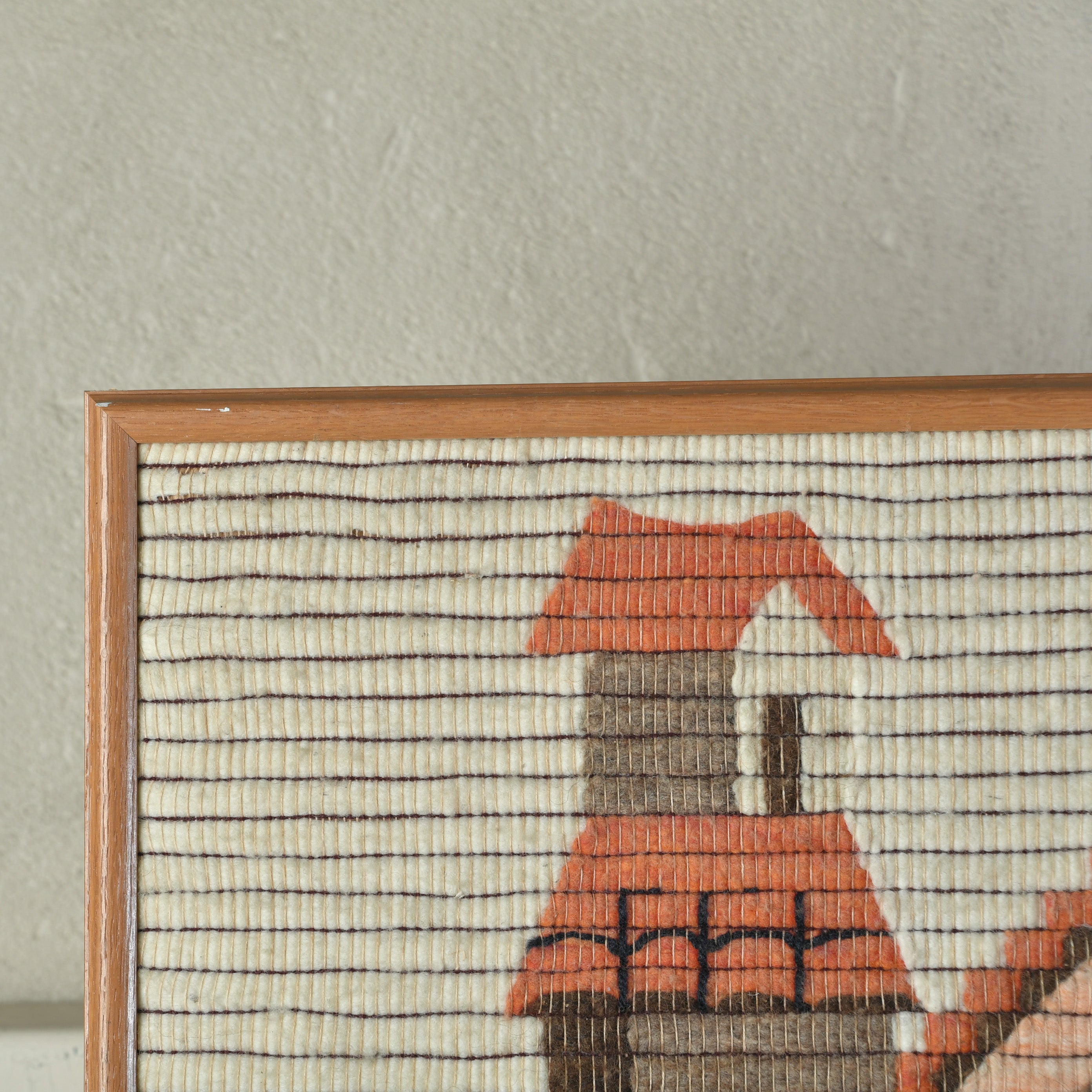 Peru Tapestry rug Folk art Traditional crafts Vintage Beige Color Andes cityscape / ペルー タペストリー ラグ 民芸品 ヴィンテージ アンデスの街並み