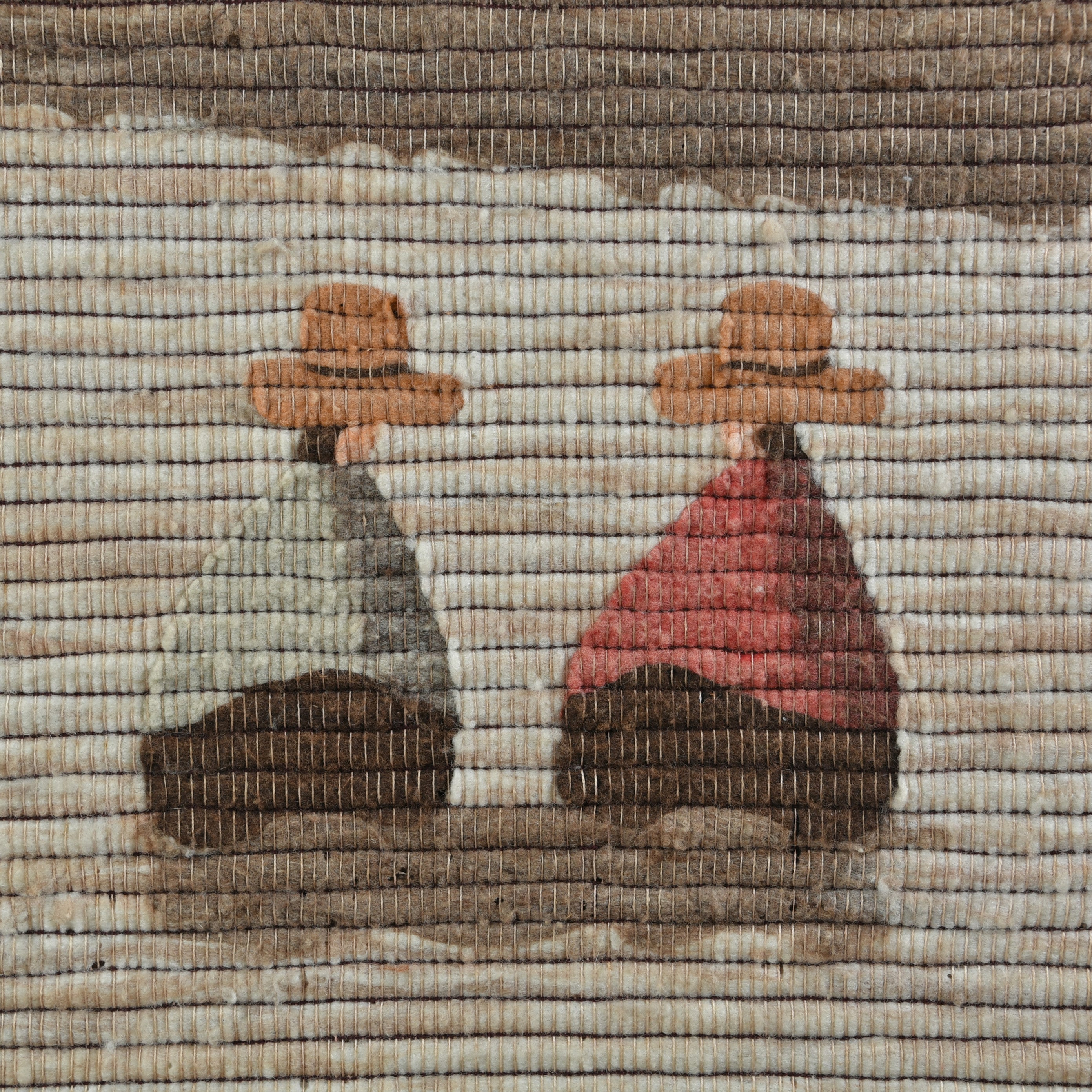 Peru Tapestry rug Folk art Traditional crafts Vintage Beige Color Andes cityscape / ペルー タペストリー ラグ 民芸品 ヴィンテージ アンデスの街並み