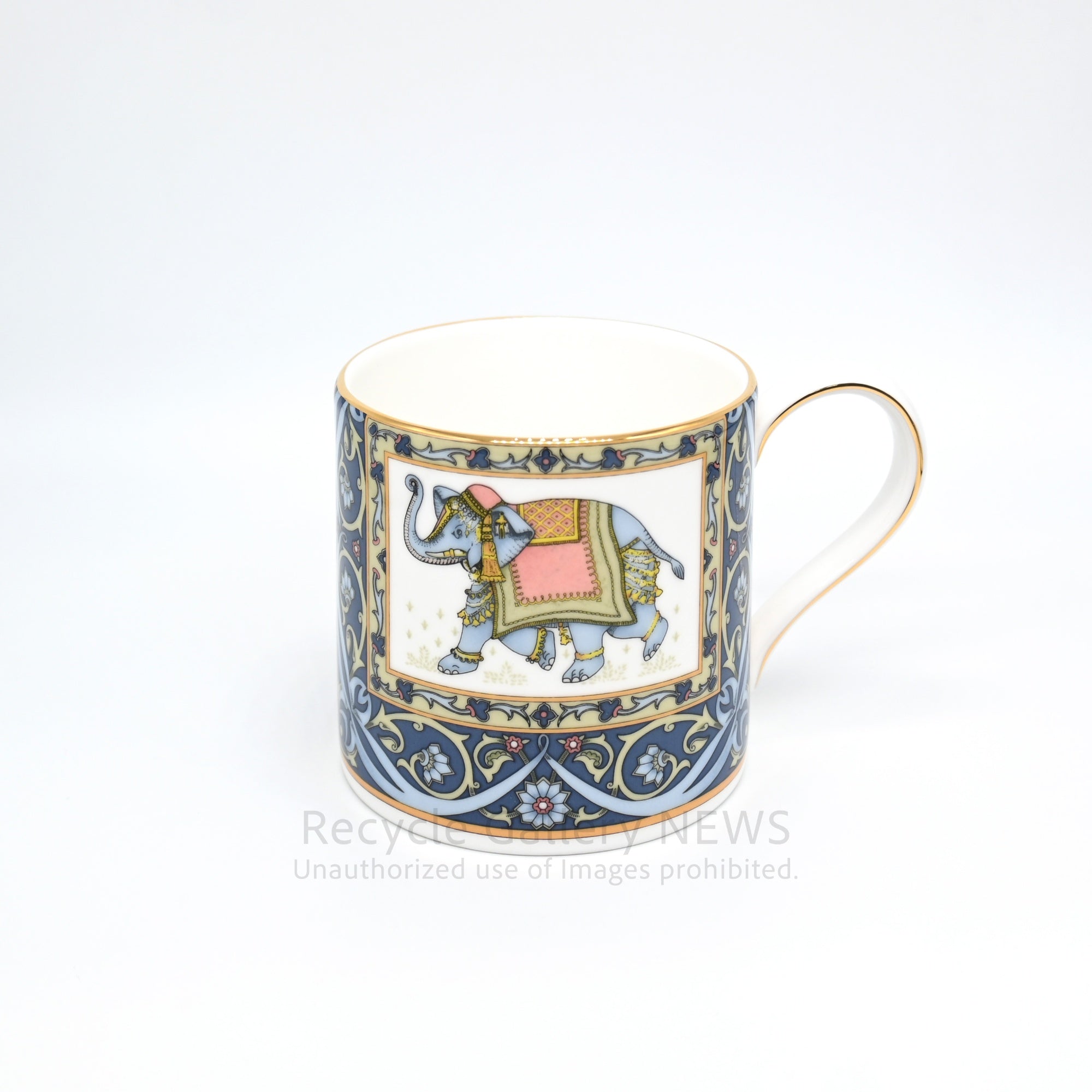 WEDGWOOD "BLUE ELEPHANT" Mug Cup Oriental Design Bone China Collectible Piece / ウェッジウッド ブルーエレファント マグカップ 廃盤品 象モチーフ ボーンチャイナ オリエンタルデザイン