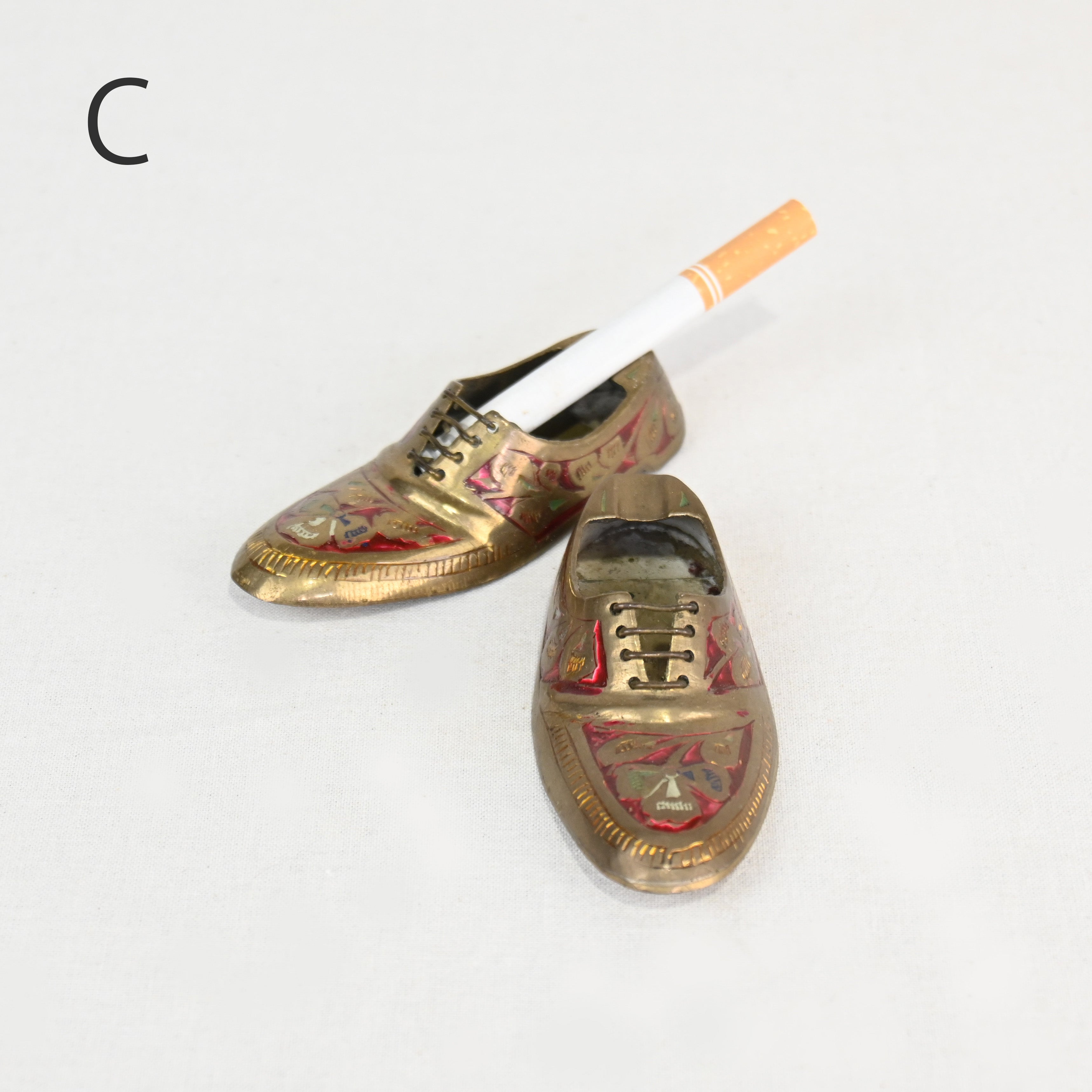 Indian vintage Brass Shoes Ash tray / インド ヴィンテージ 真鍮 灰皿 革靴