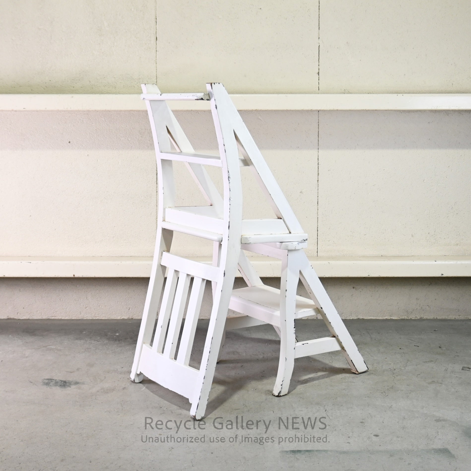 Vintage Foldable Library Step Chair White / ヴィンテージ 折りたたみ ライブラリー ステップ チェア 白