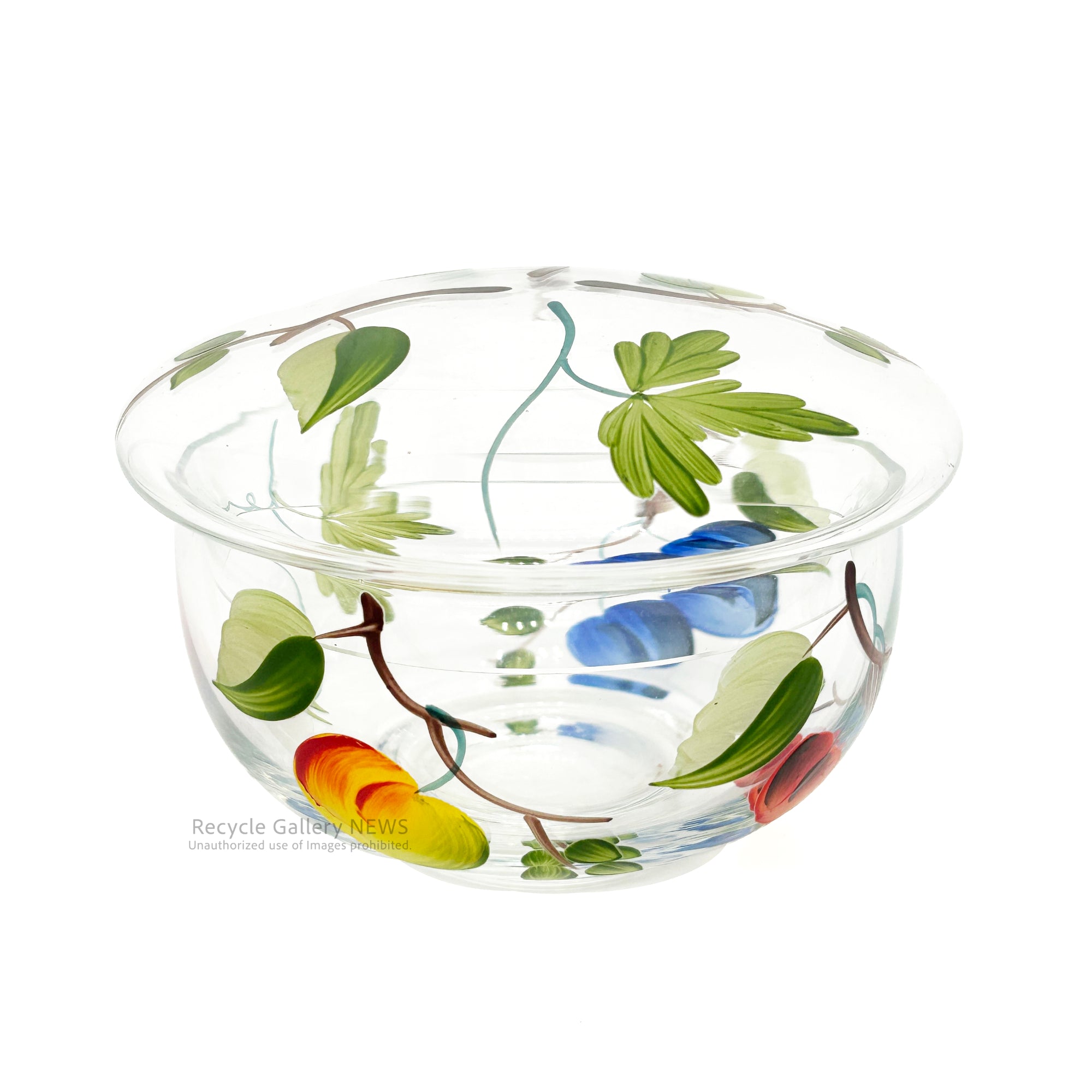 Felunion Fruit-patterned glass candy pot / small item container Hungary / フェルニオン フルーツ柄 キャンディポット ガラス 小物入れ ハンガリー