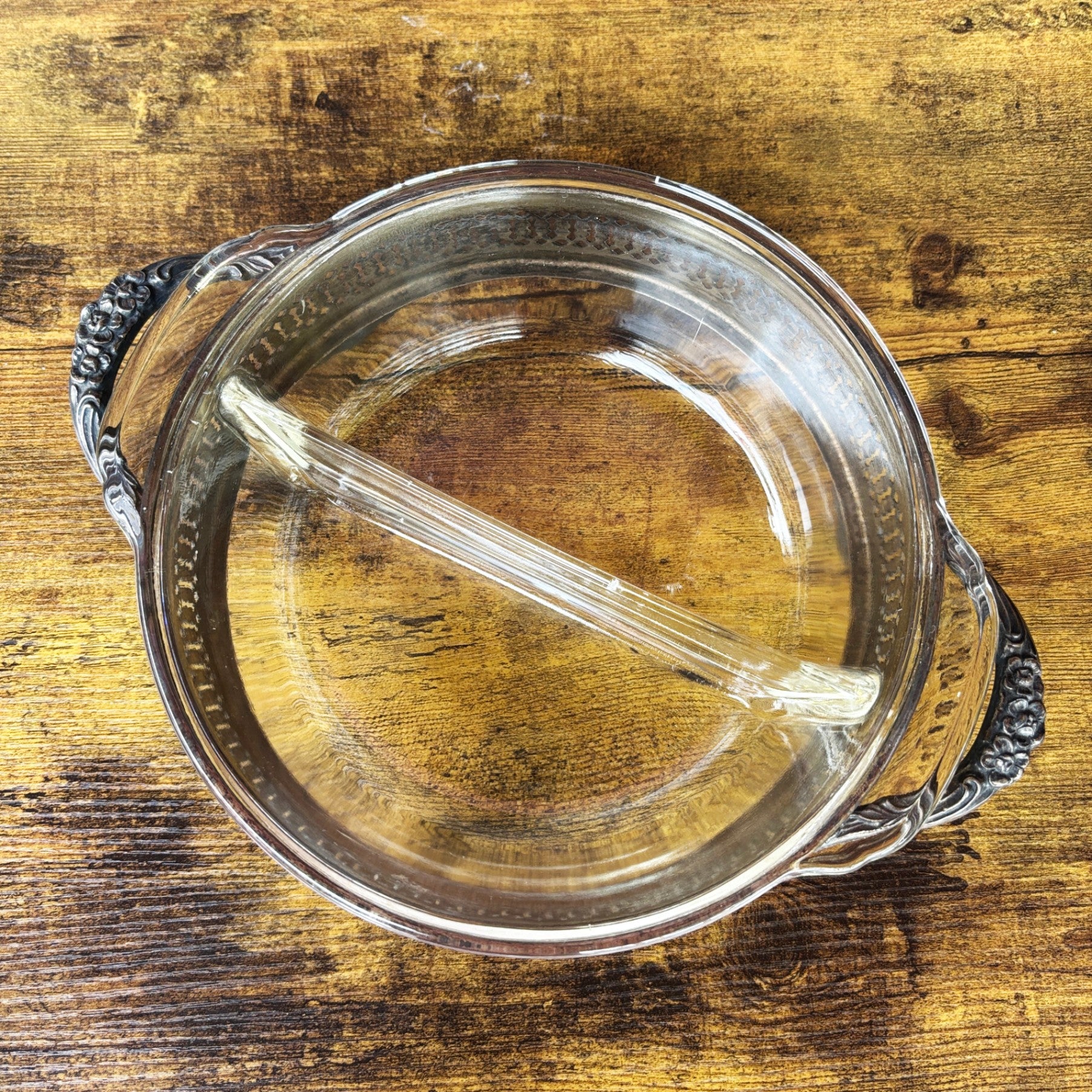 Fire-King Anchor Hocking Glass Casserole with Silver-Plated Stand Set / ファイヤーキング アンカーホッキング ガラス キャセロール 銀メッキ台座セット