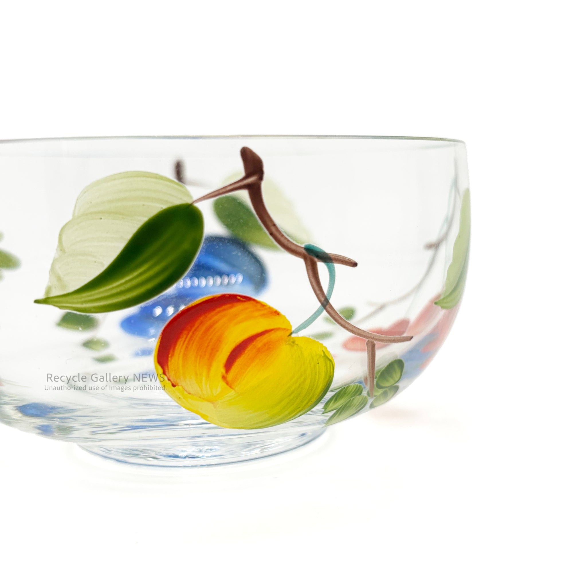 Felunion Fruit-patterned glass candy pot / small item container Hungary / フェルニオン フルーツ柄 キャンディポット ガラス 小物入れ ハンガリー