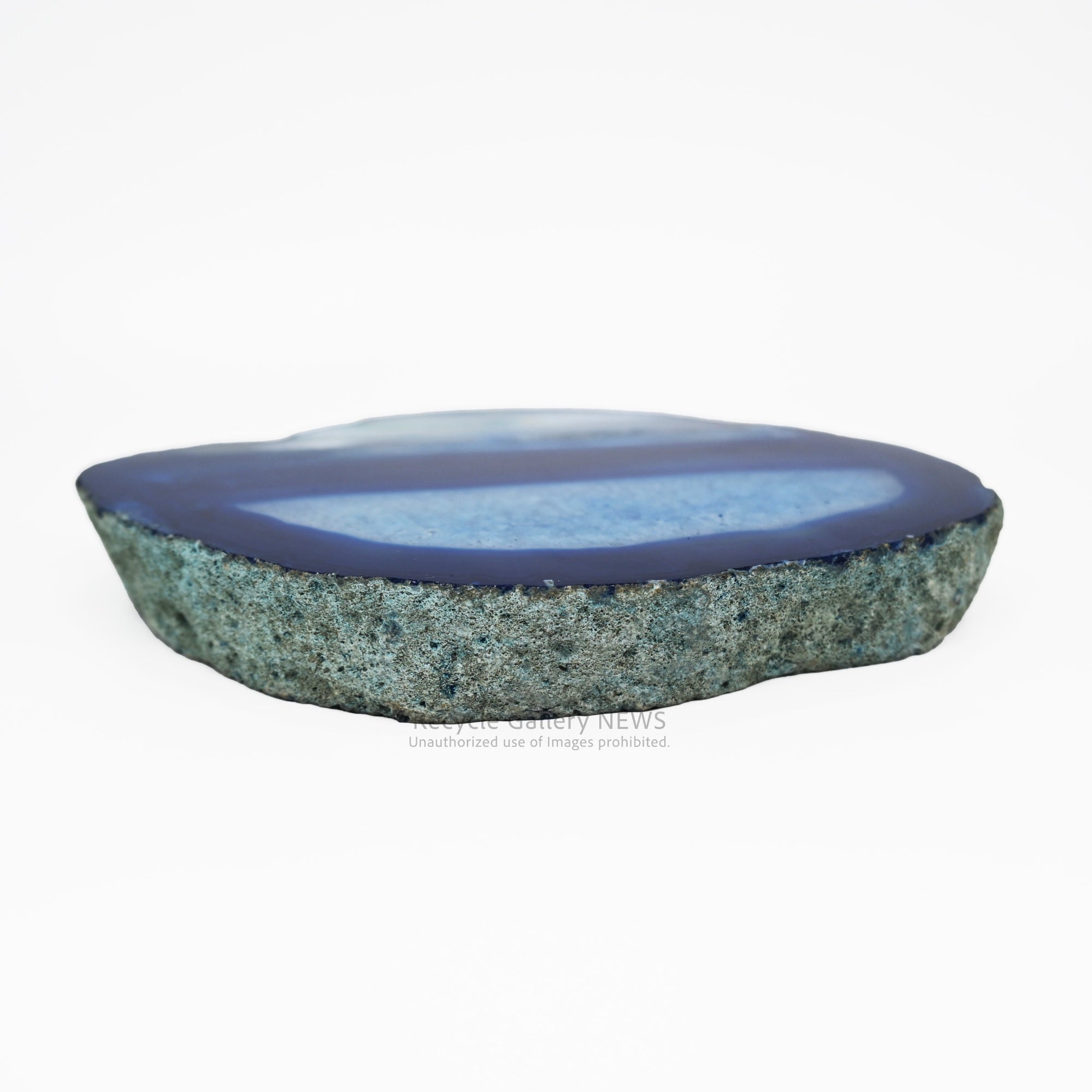 Blue Agate Slice Coaster Gemstone Decorative Object Japandi / 青い瑪瑙のコースター 天然石 置物  ジャパンディ