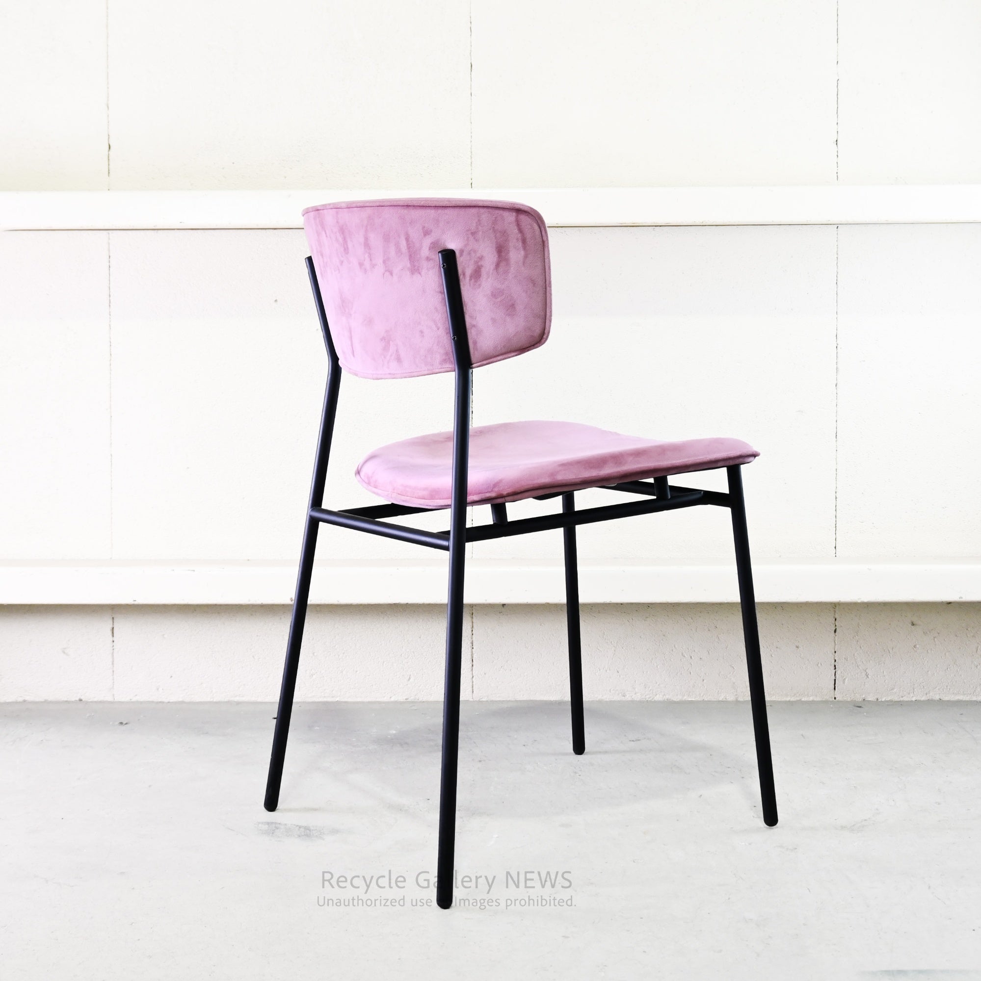 Calligaris Fifties Dining Chair Black Rose Pink-Velvet Italian Modern Furniture / カリガリス フィフティーズ ダイニングチェア ローズピンク ブラック ベルベット イタリア モダン家具